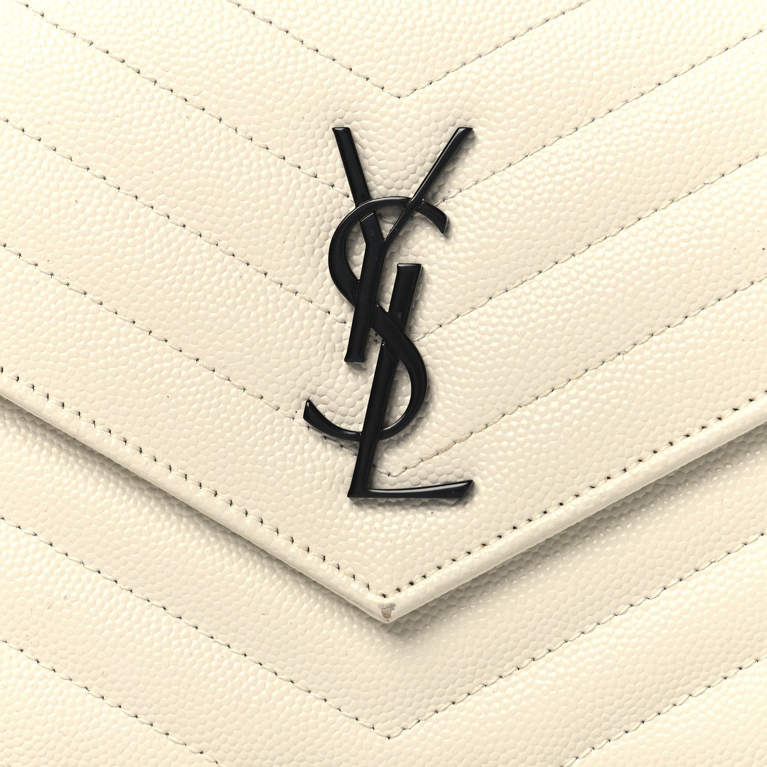 Grain De Poudre Matelasse Chevron Monogram Envelope Chain Wallet Dove White