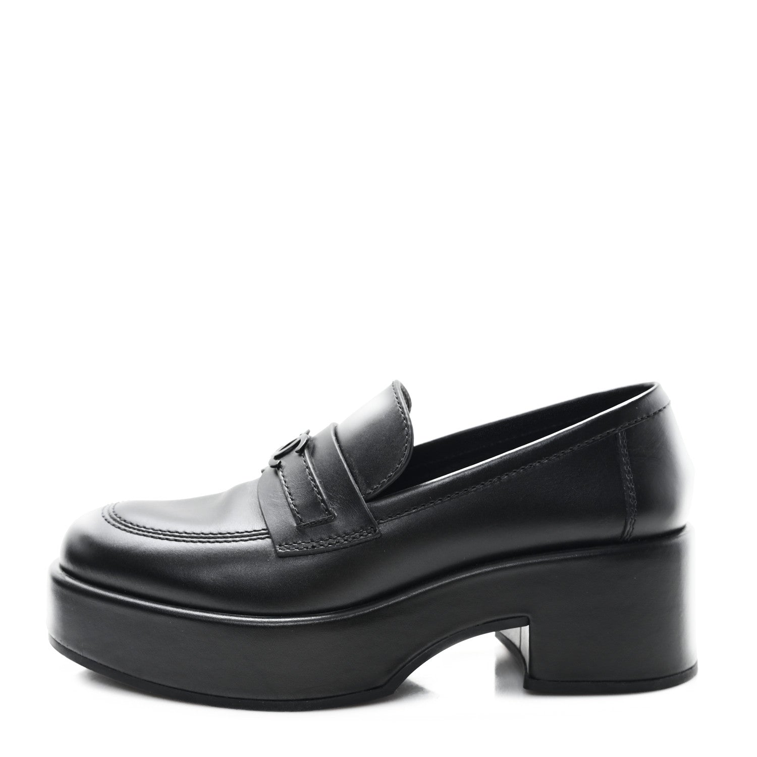 Calfskin CC Platform Loafers 38 Black