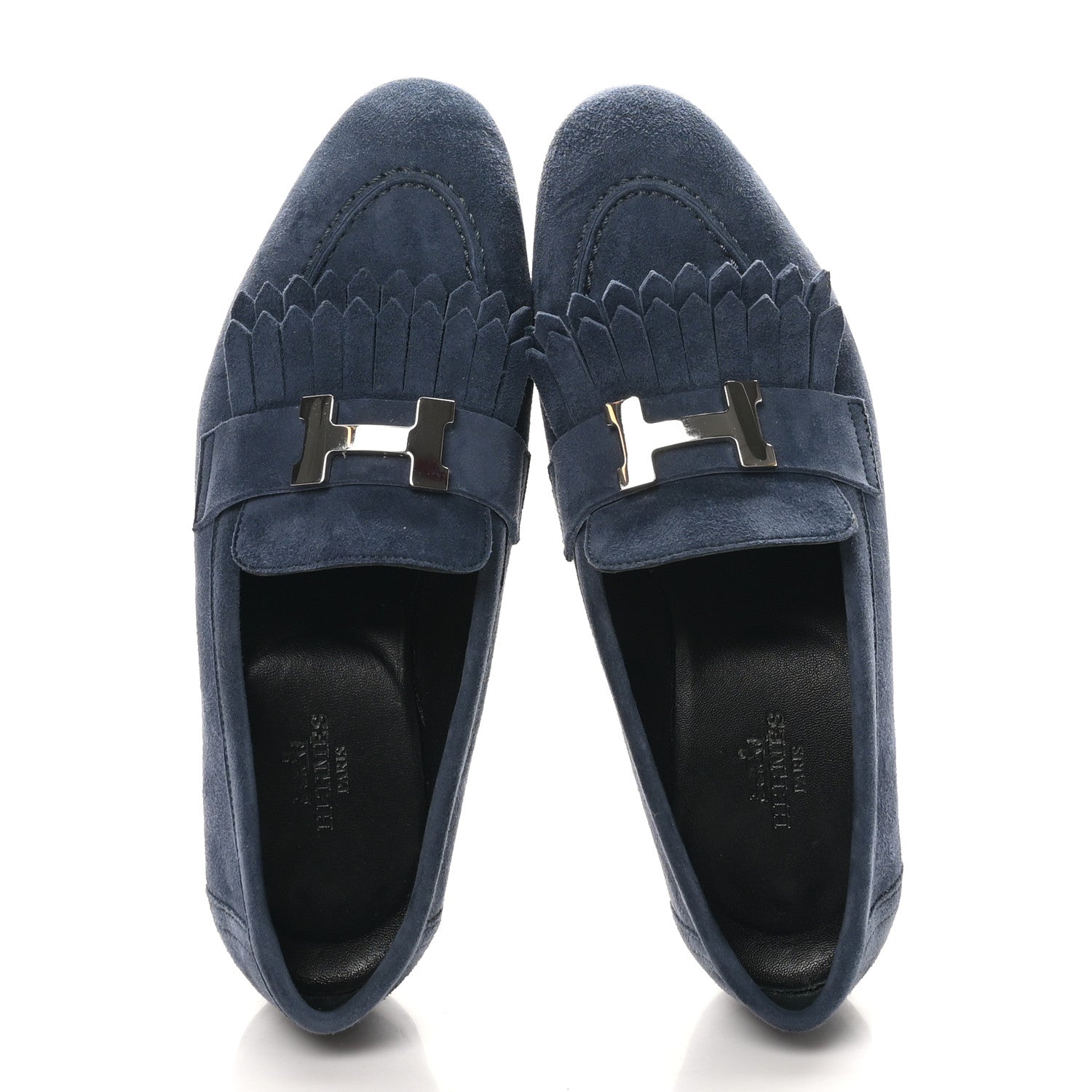 Suede Goatskin Womens Royal Loafers 35.5 Bleu Celeste