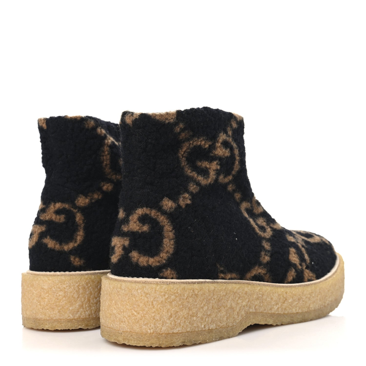 Faux Shearling Hooper GG Womens Ankle Boots 39 Black Natural Tan