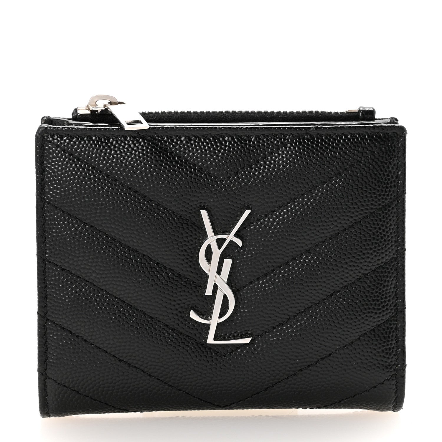 Grain De Poudre Matelasse Chevron Monogram Zipped Card Case Black