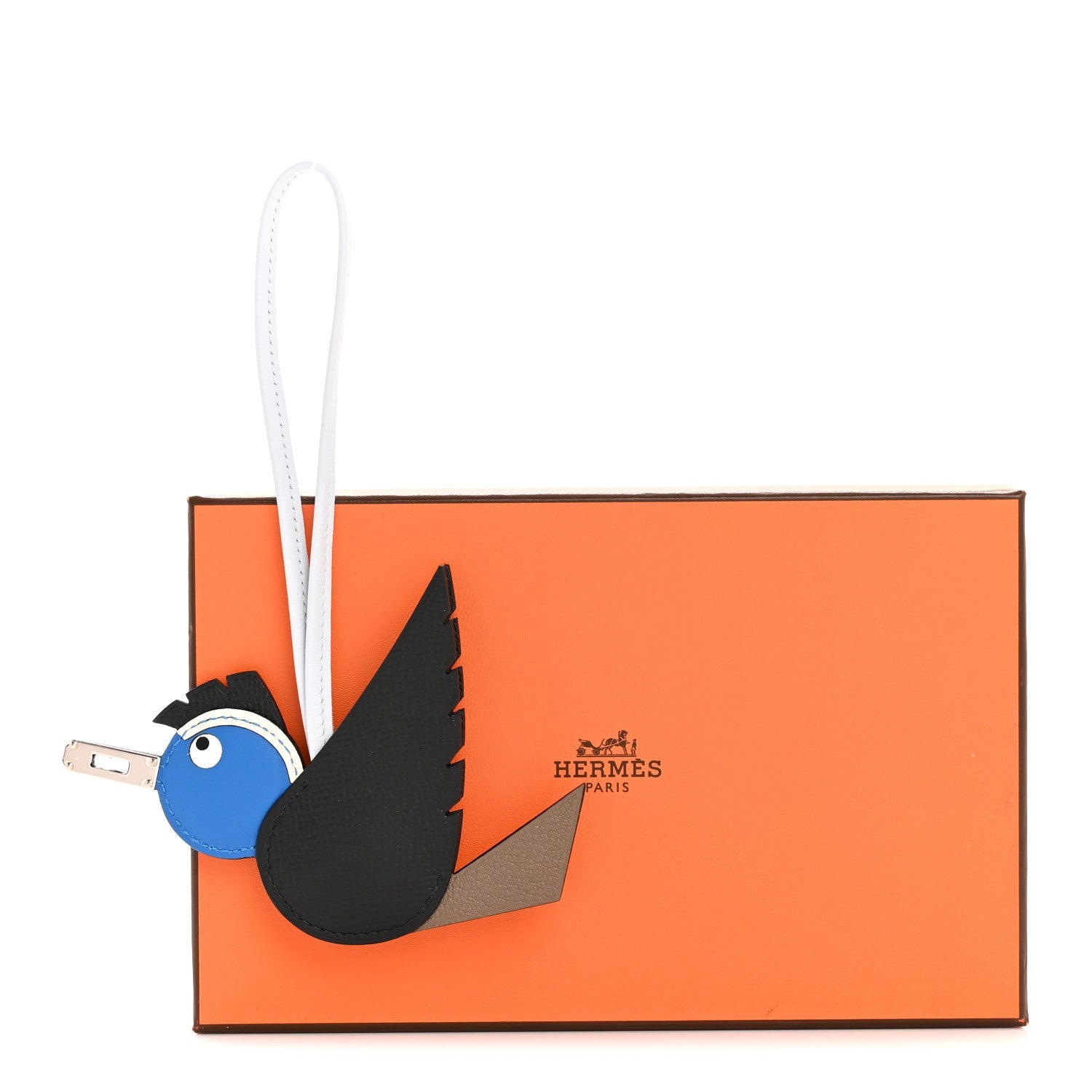 Epsom Swift Chevre Mysore Birdy Bag Charm Black Etoupe Bleu Hydra Bleu Brume