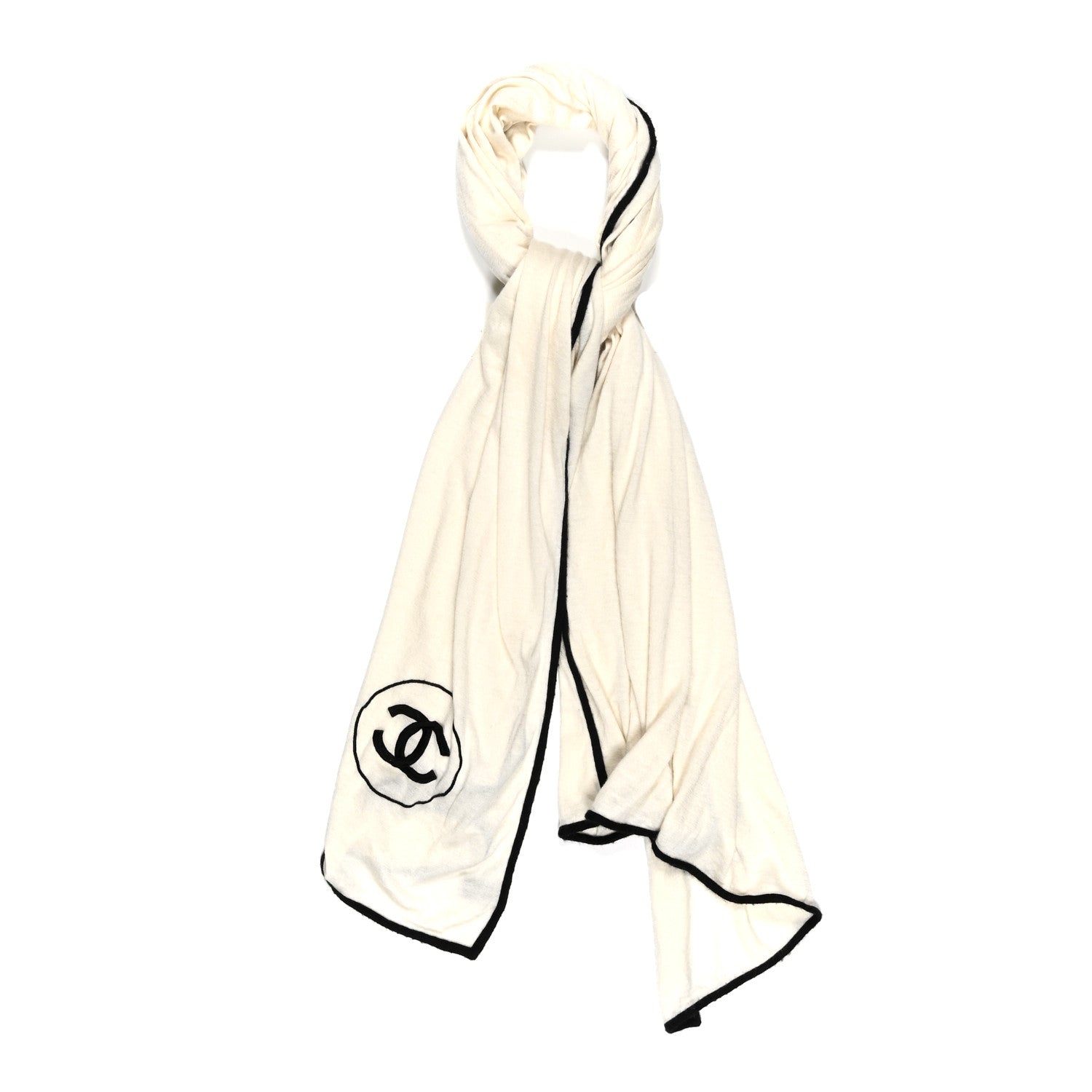 Cashmere Silk CC Stole Ivory Black
