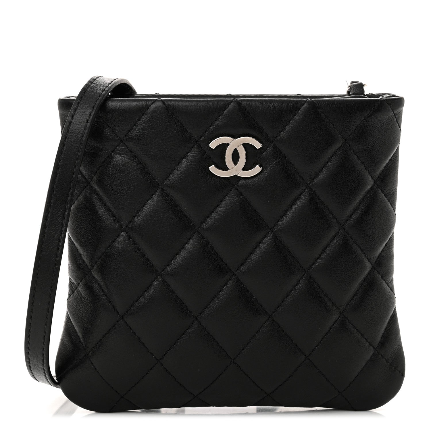 Lambskin Quilted Crossbody Bag Black