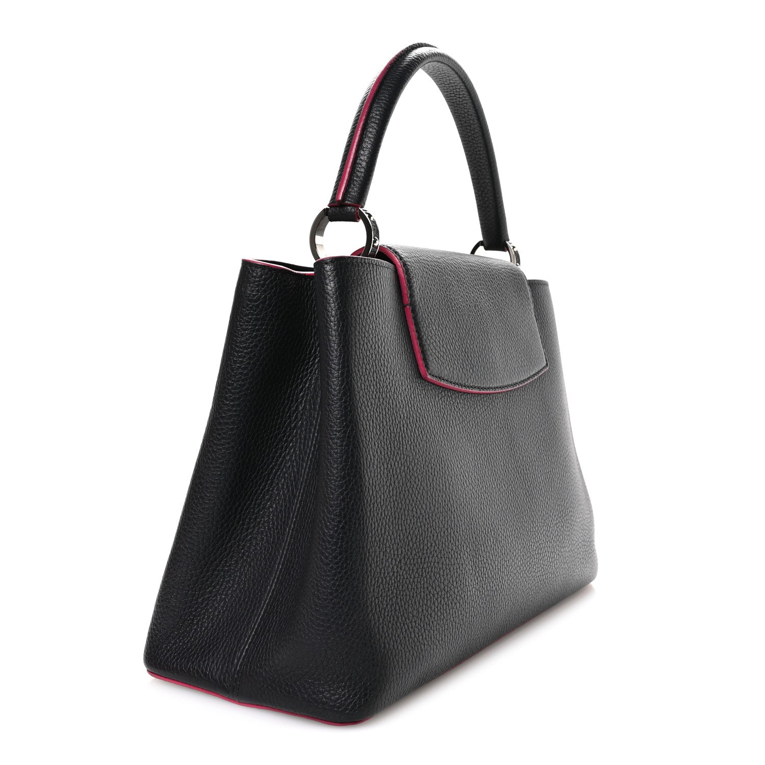 Taurillon Capucines PM Black Fuchsia
