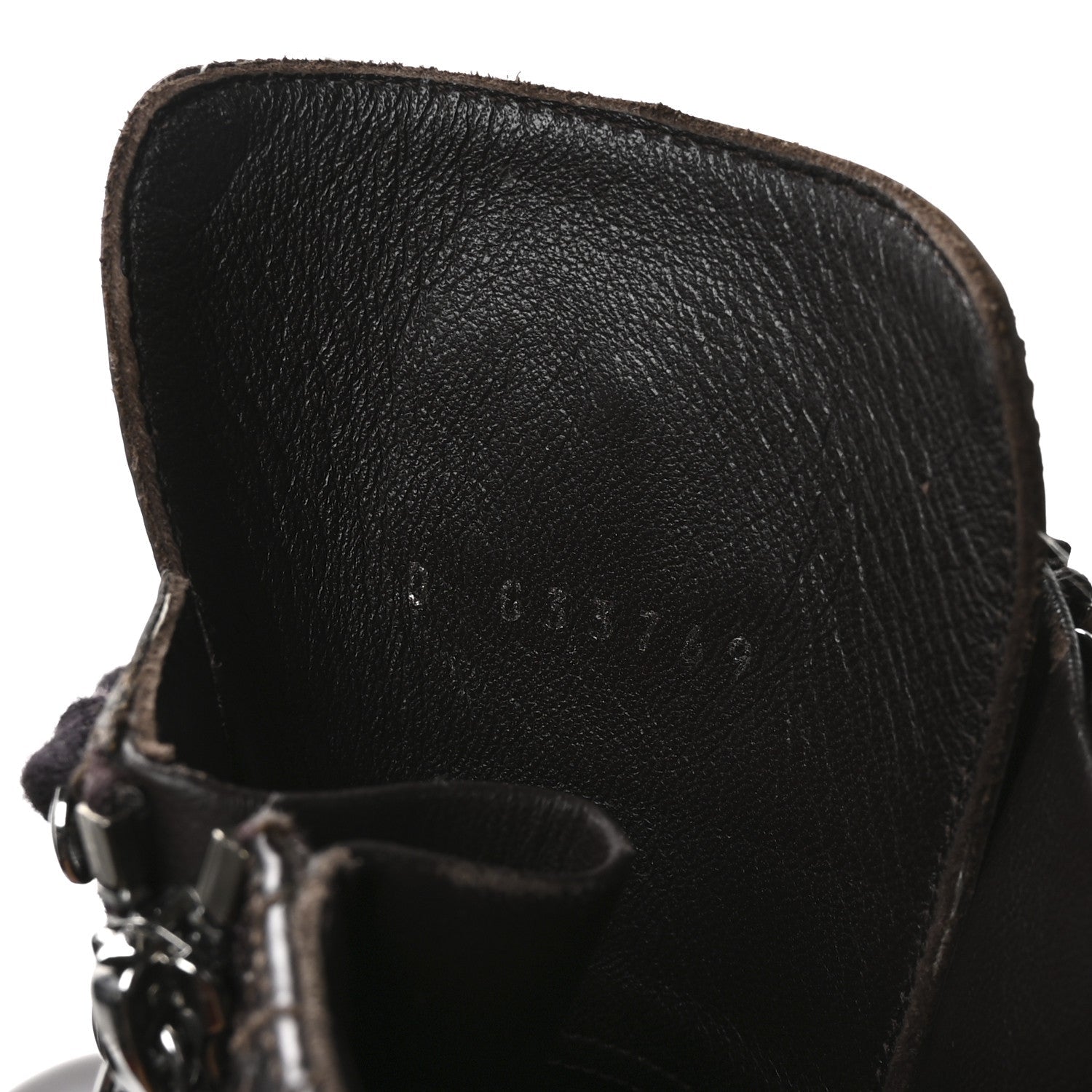 Shiny Calfskin Quilted CC Lace Up Combat Boots 37.5 Dark Burgundy