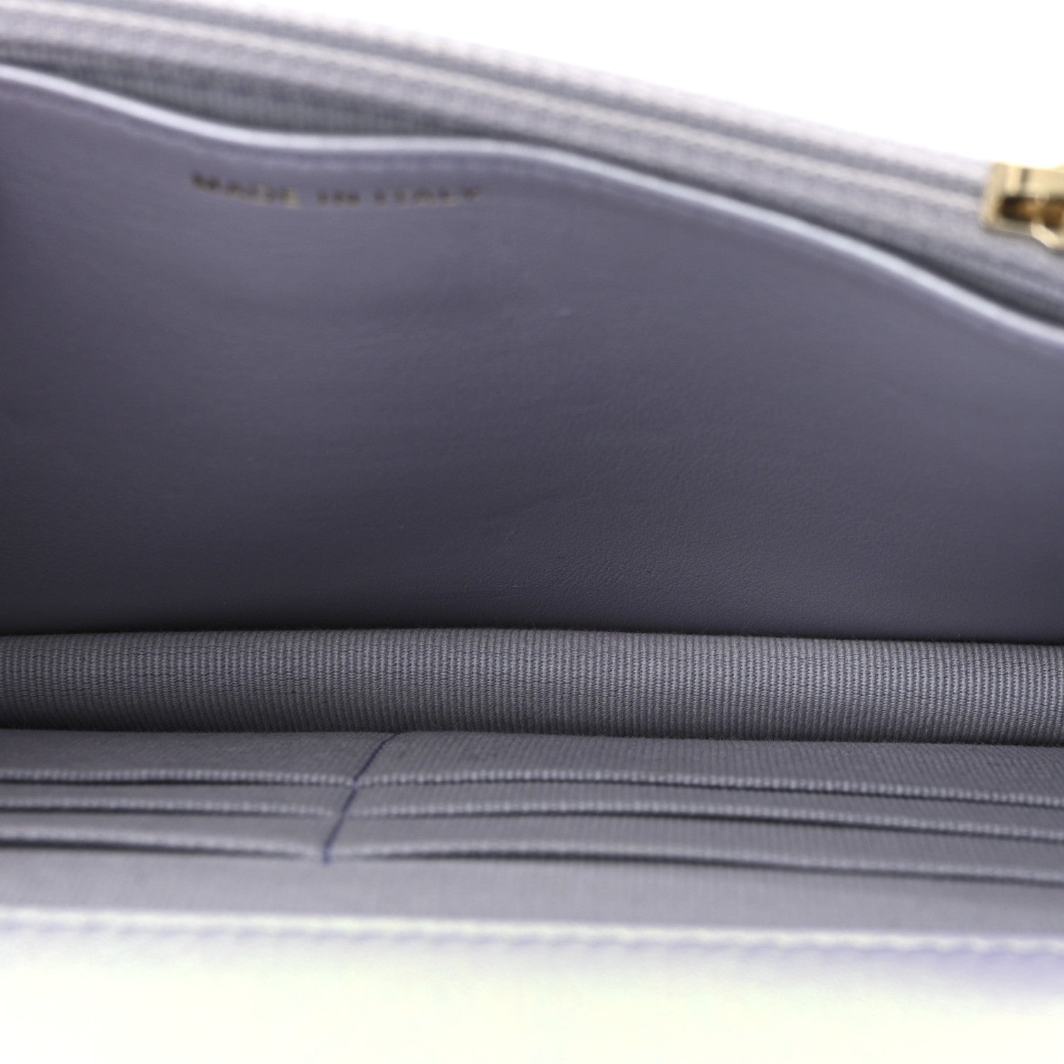 Iridescent Calfskin Quilted Chanel 19 Wallet On Chain WOC Light Purple