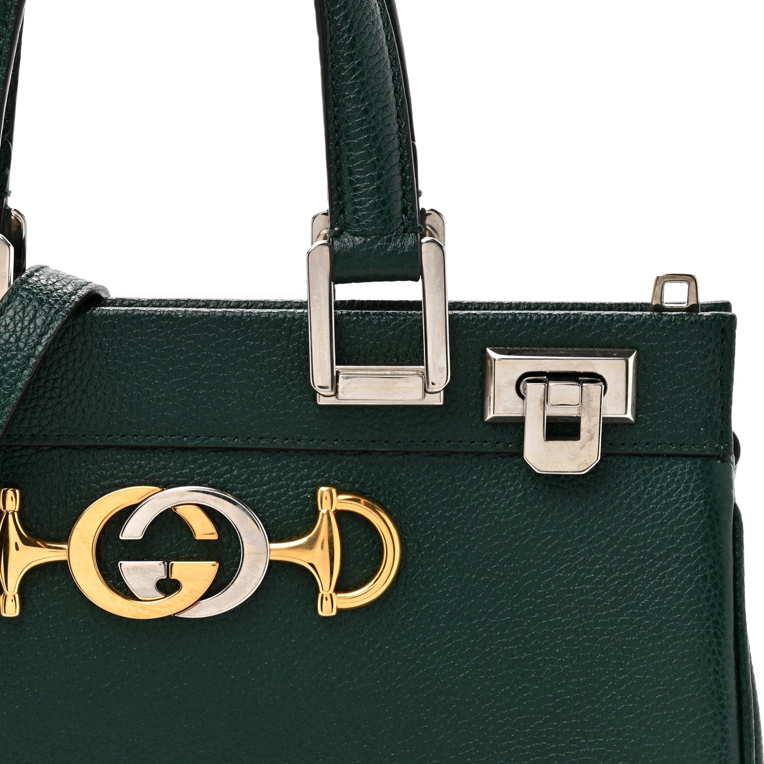 Grainy Calfskin Small Zumi Top Handle Bag Vintage Green