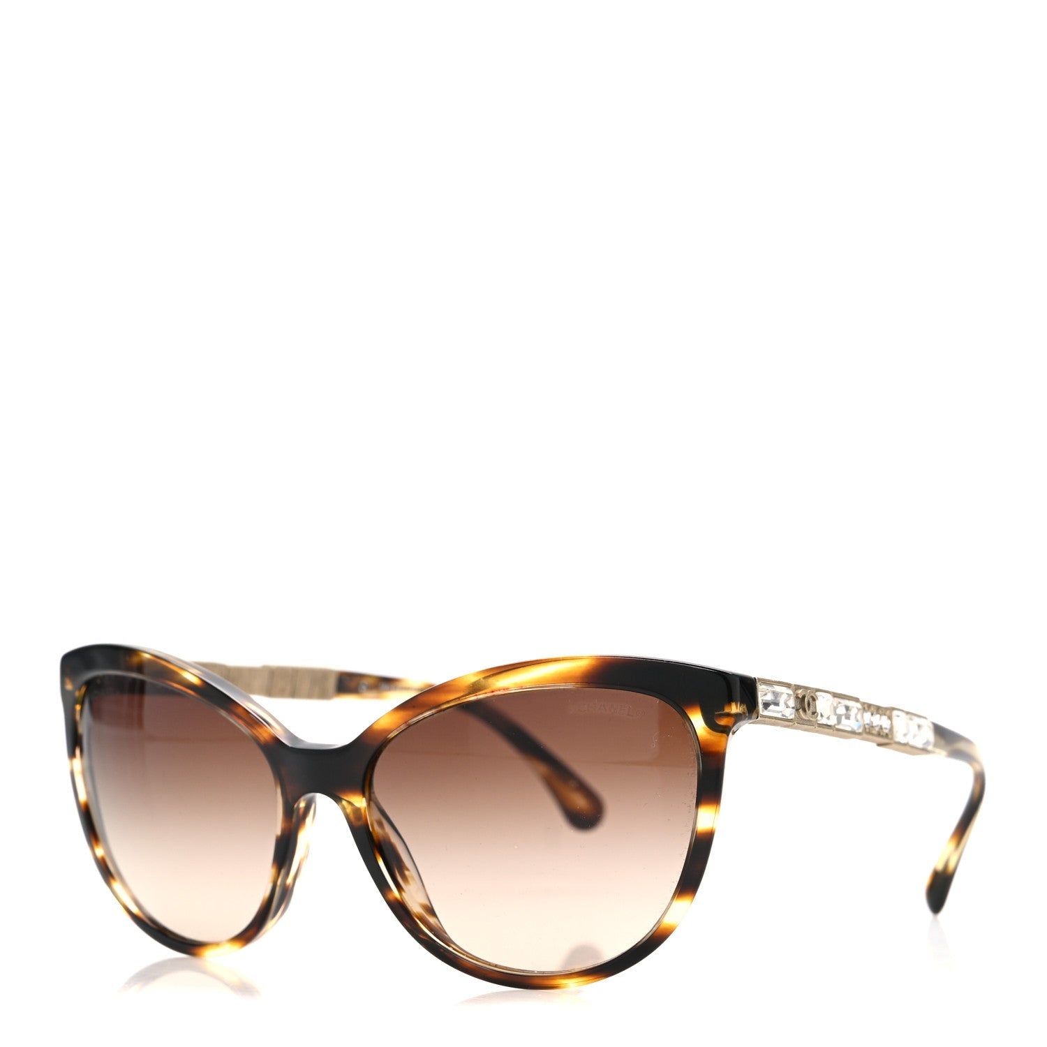 Crystal Baguette Cat Eye Bijou Sunglasses 5307-B Tortoise