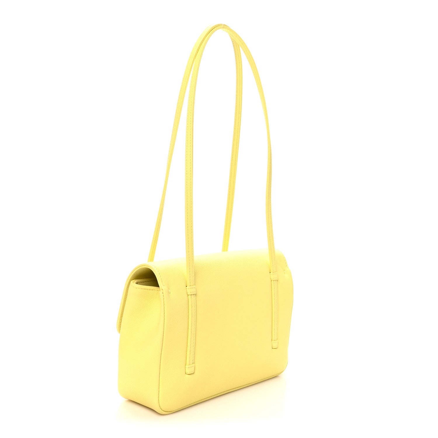 Shiny Caviar Preppy Coco Small Flap Light Yellow