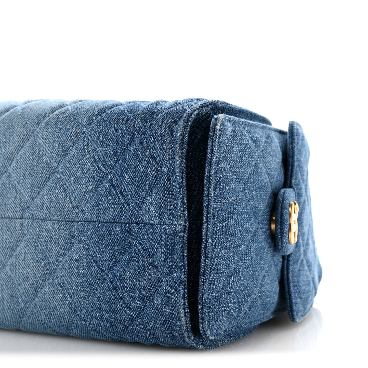 Washed Denim Quilted Small Chanel 25 Handbag Blue