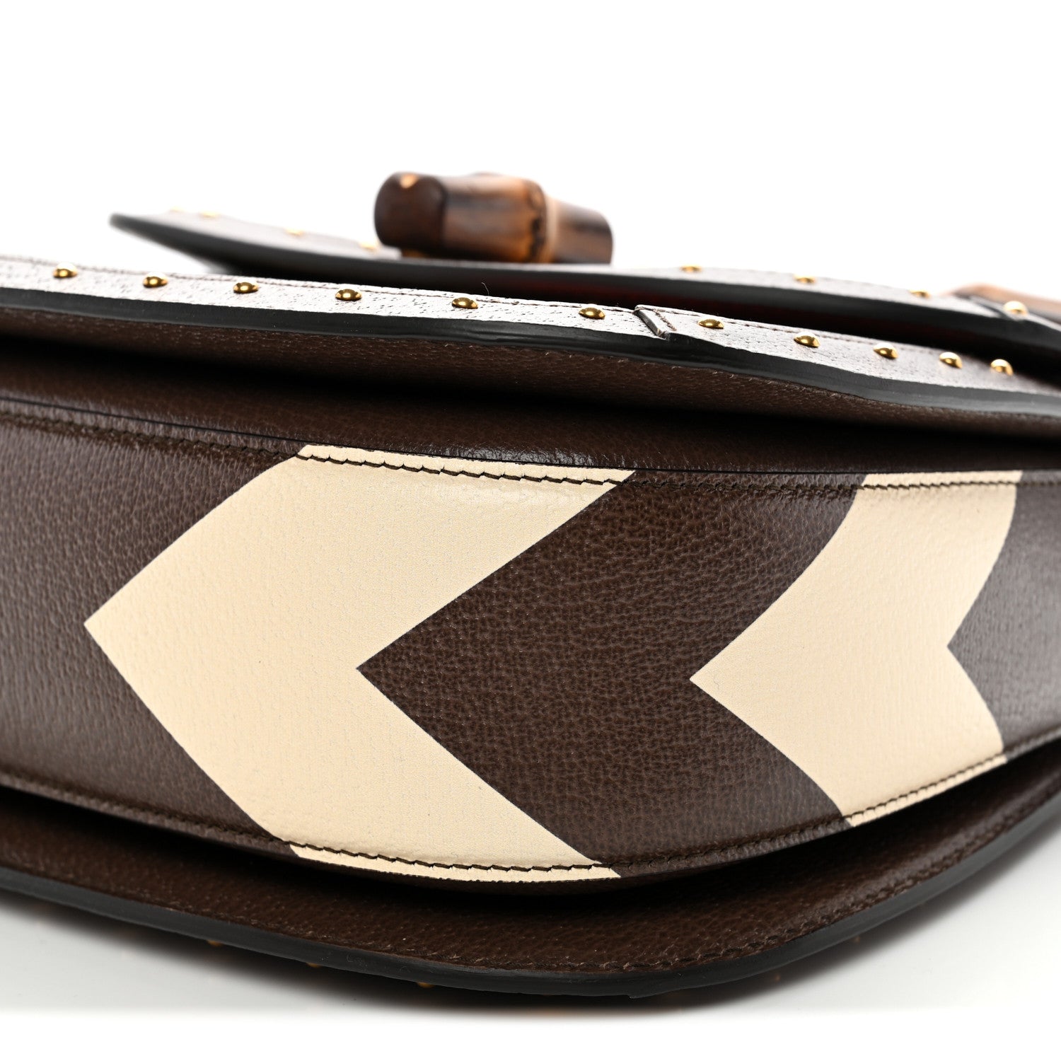 GG Supreme Monogram Studded Calfskin Centum Medium Bamboo 1947 Top Handle Bag Beige Ebony Multicolor