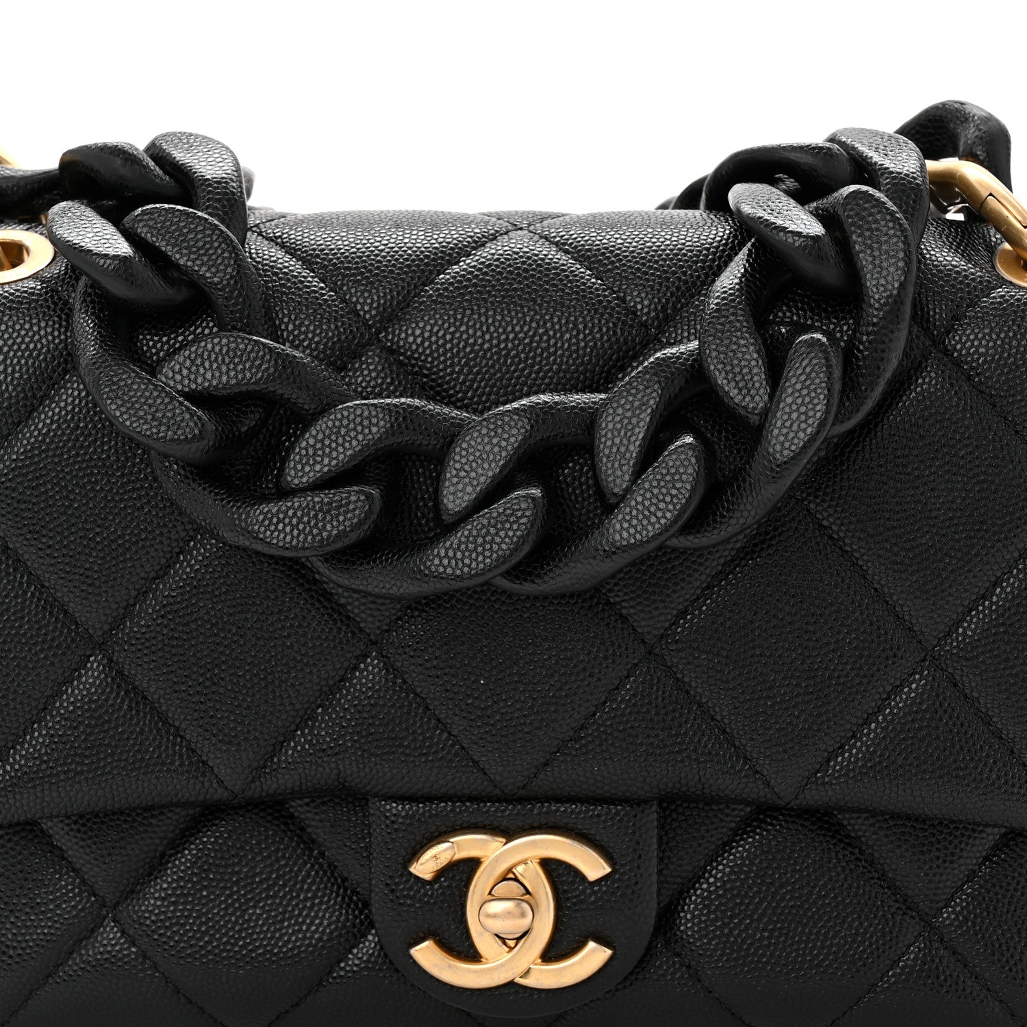 Caviar Quilted Small Funky Match Flap Black