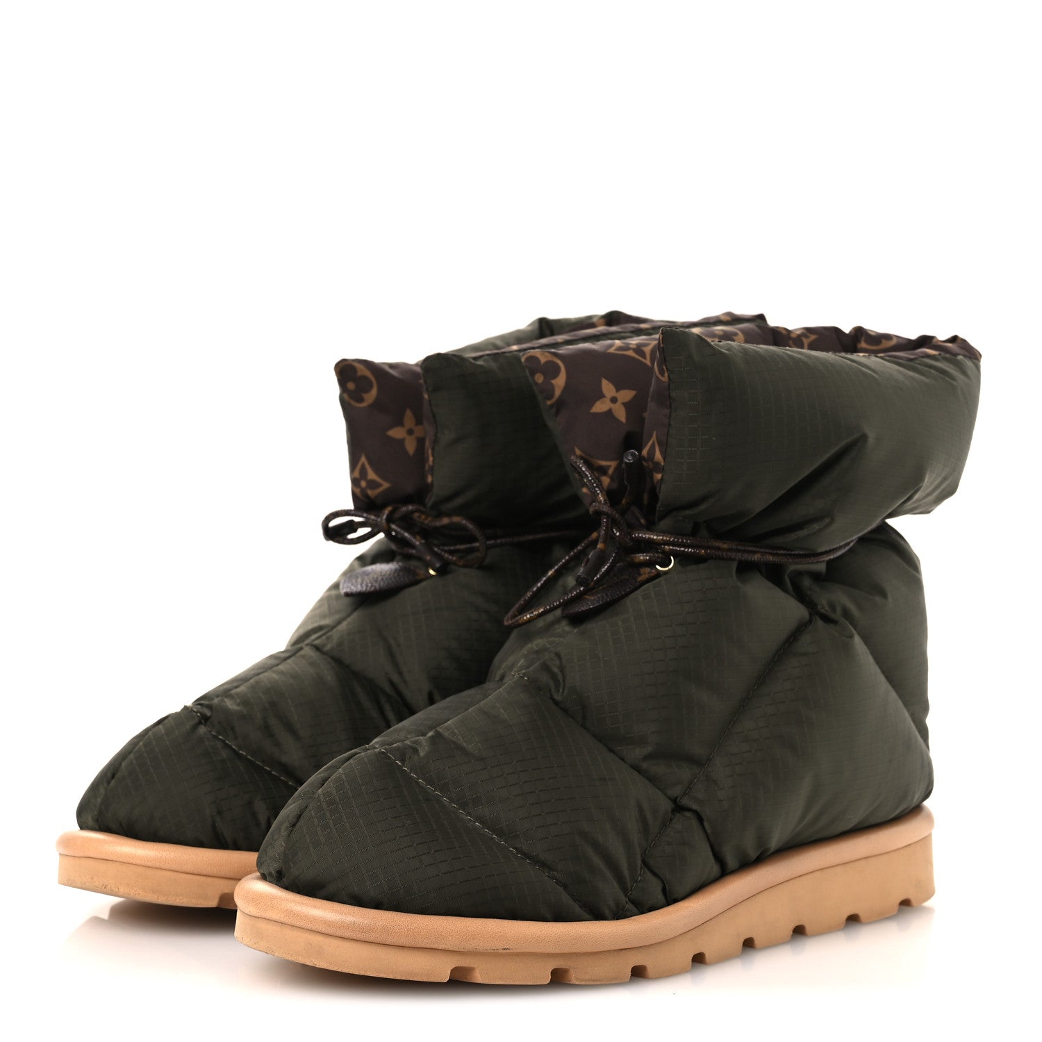 Nylon Monogram Pillow Comfort Ankle Boot 40 Khaki