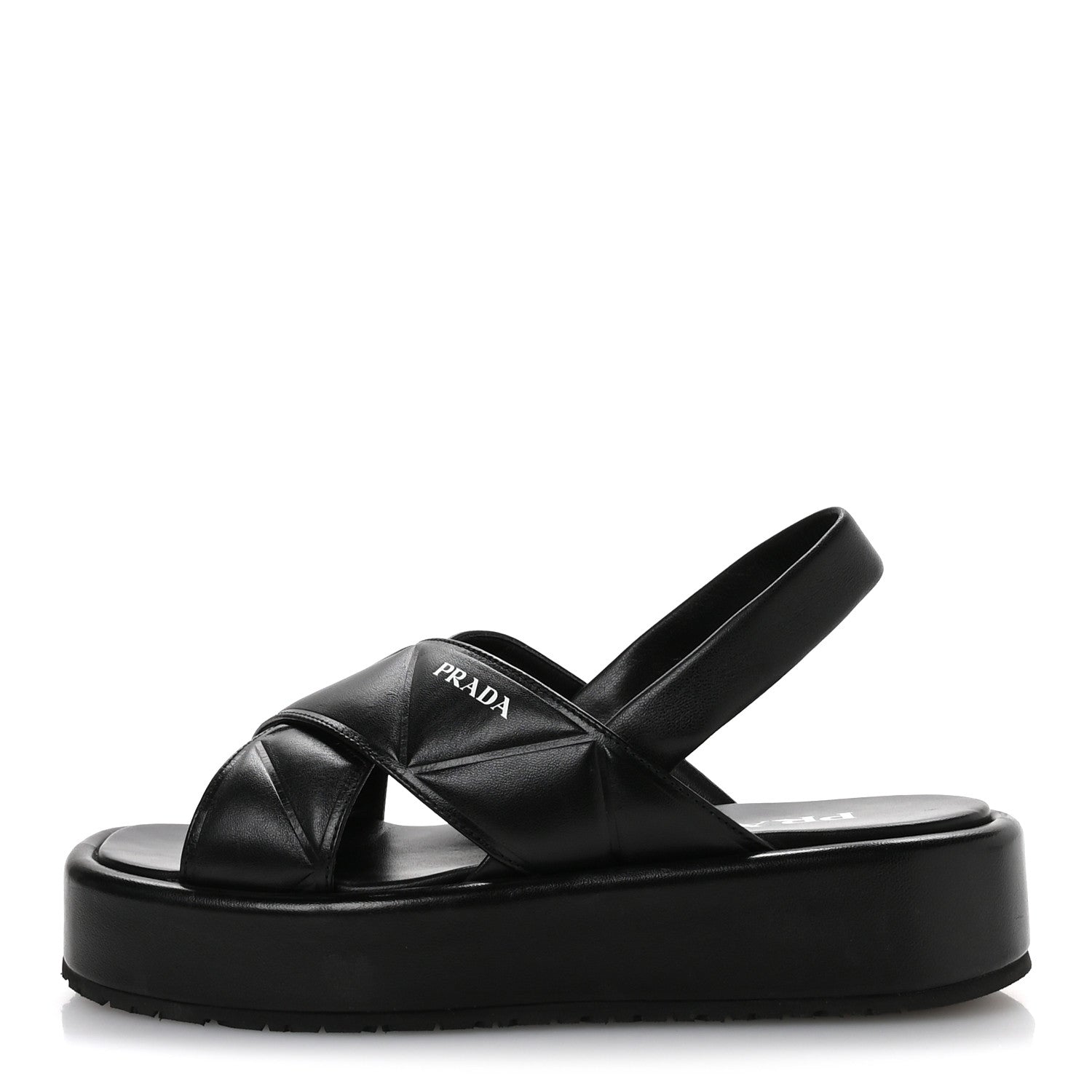 Nappa Quilted Padded Platform Slingback Sandals 38.5 Black