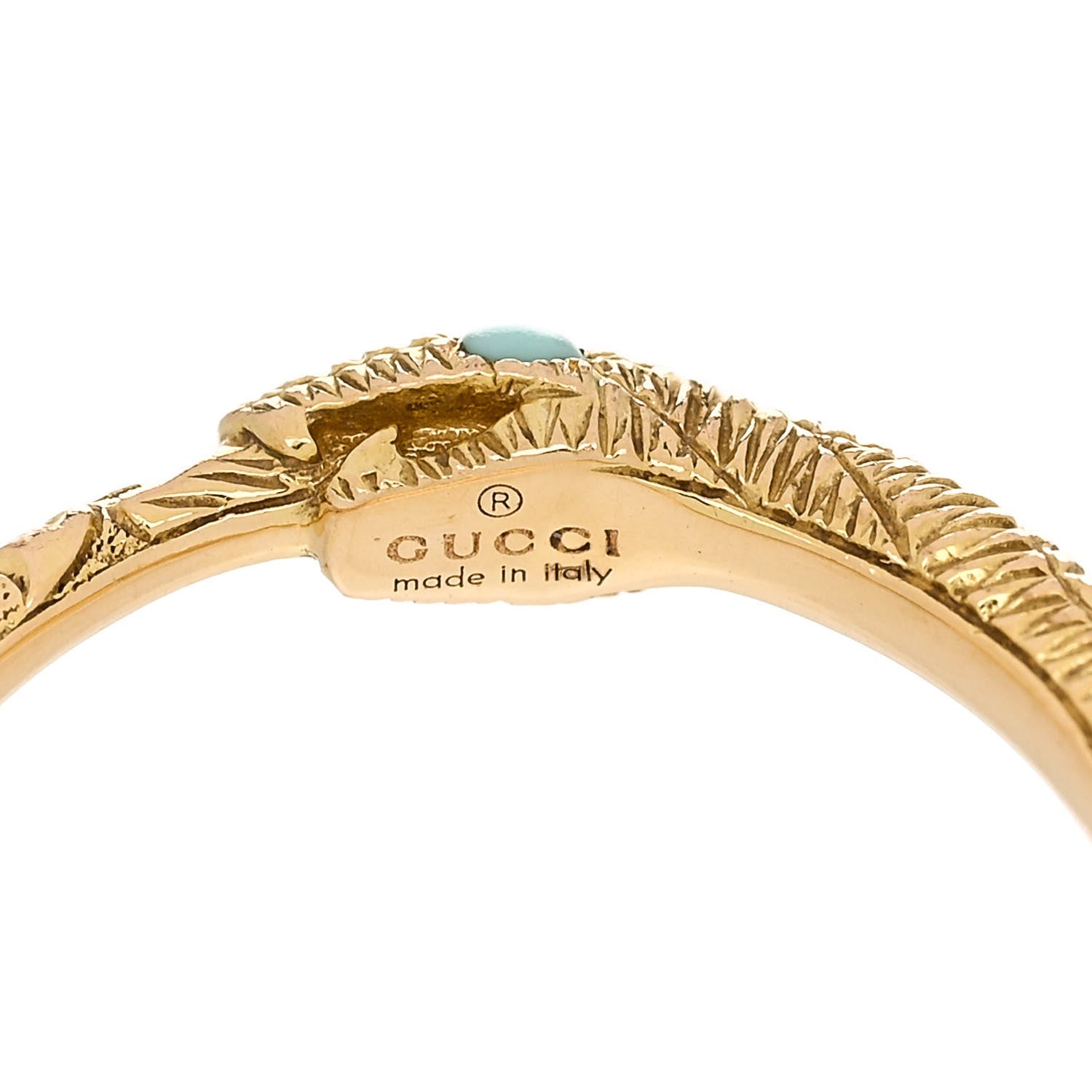 18K Yellow Gold Turquoise Ouroboros Snake Ring 49 4.75