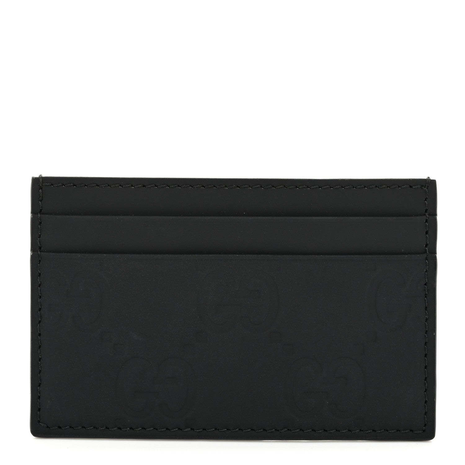 Rubber Effect GG Embossed Card Holder Black
