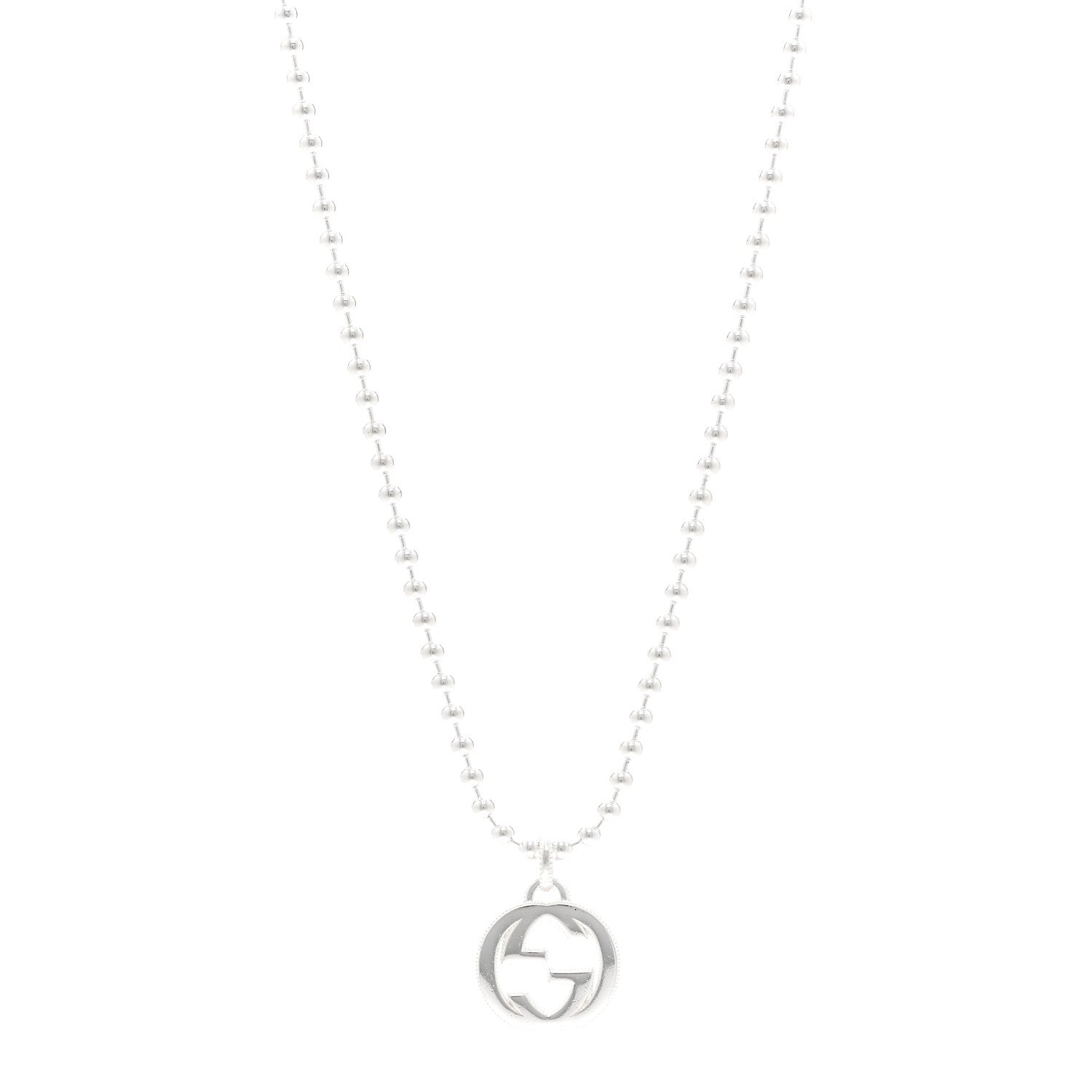 Sterling Silver Interlocking GG Pendant Beaded Necklace