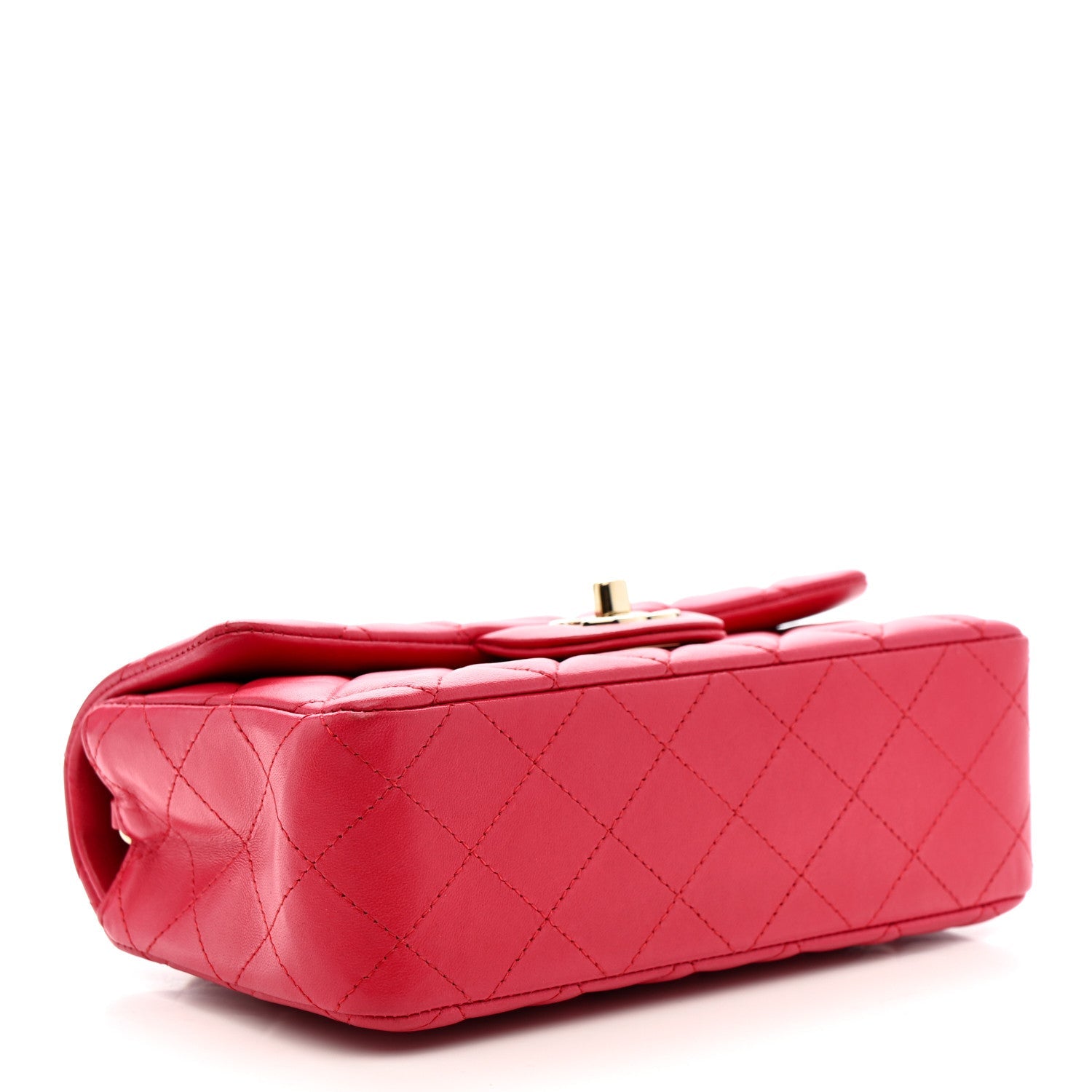 Lambskin Quilted Mini Rectangular Flap Red