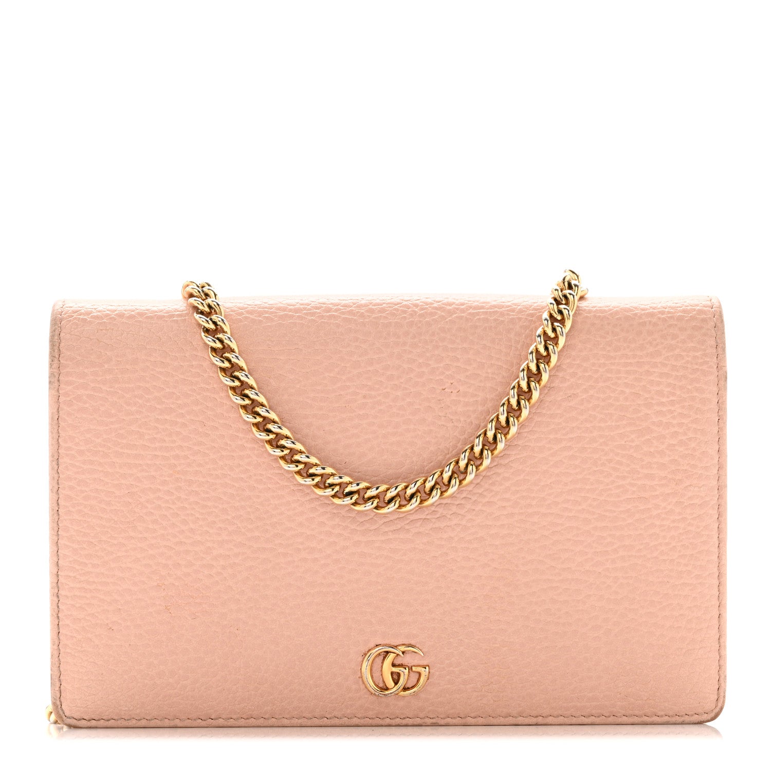 Dollar Calfskin Mini GG Marmont Chain Wallet Perfect Pink