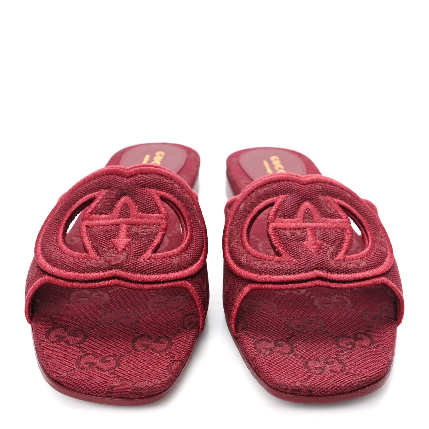 GG Canvas Interlocking G Cut Out Slide Sandals 37.5 Rosso Ancora