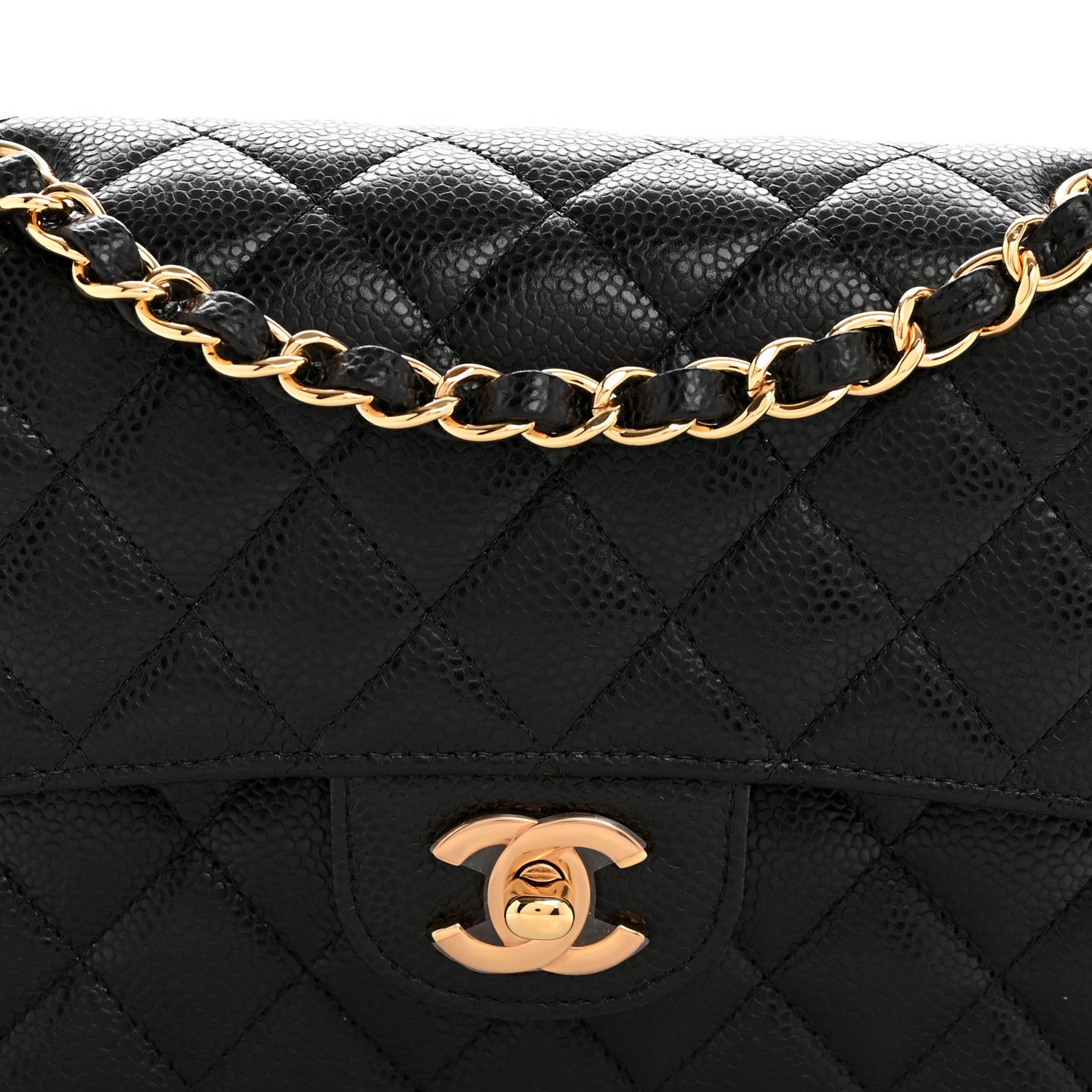 Caviar Quilted Small Double Flap Black
