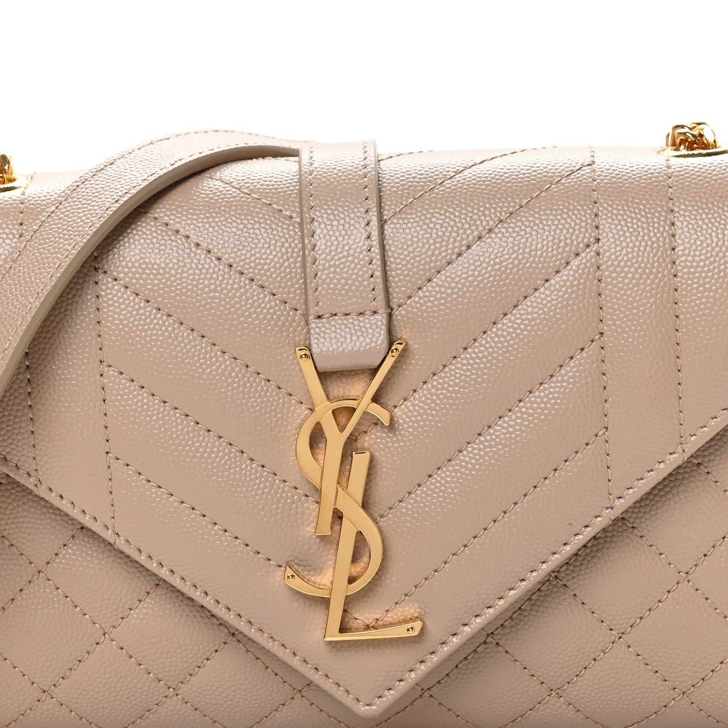 Grain De Poudre Textured Mixed Matelasse Triquilt Small Monogram Satchel Dark Beige