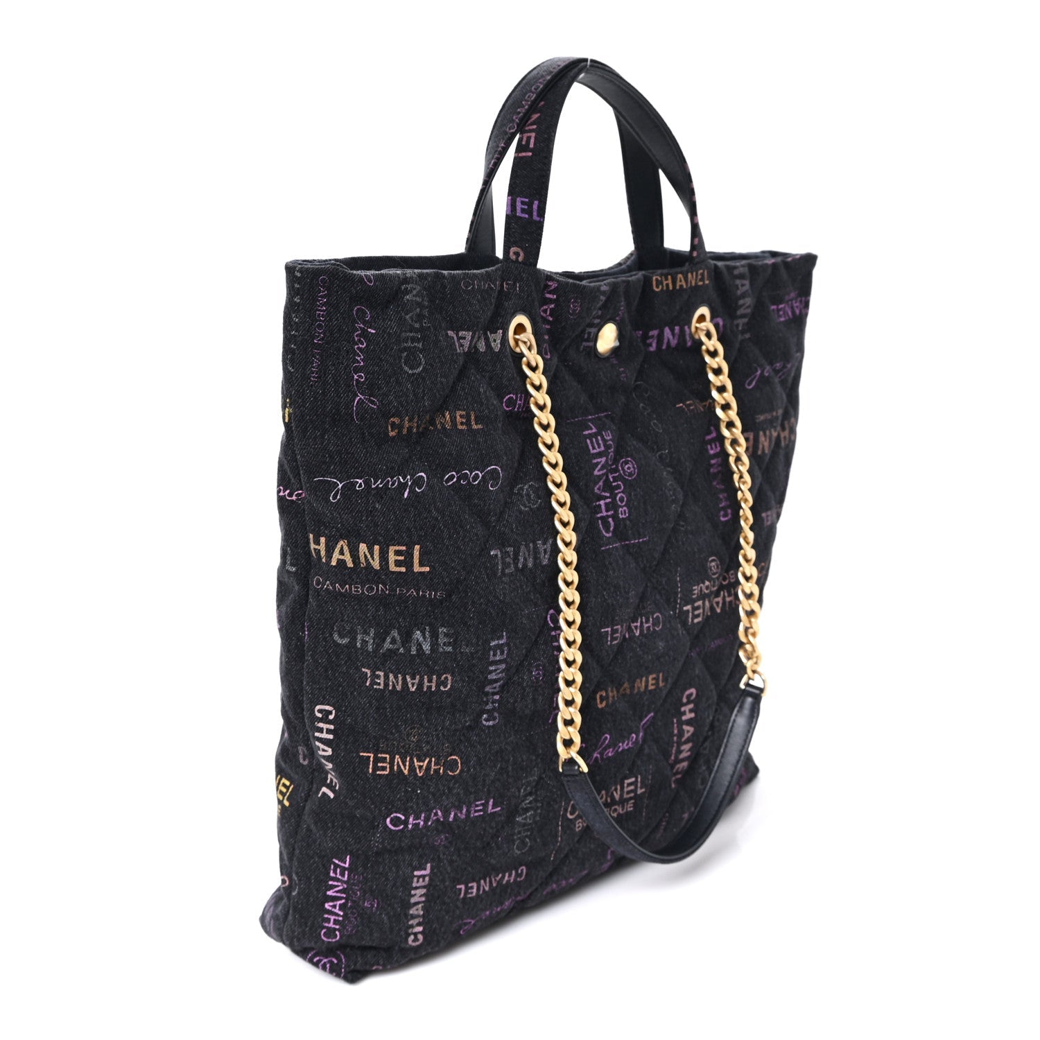 Denim Quilted Denim Mood Maxi Shopping Bag Black Multicolor