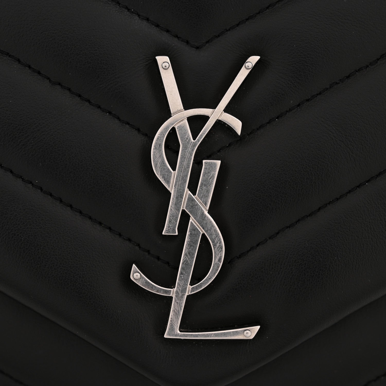 Calfskin Y Quilted Monogram Medium Loulou Chain Satchel Black