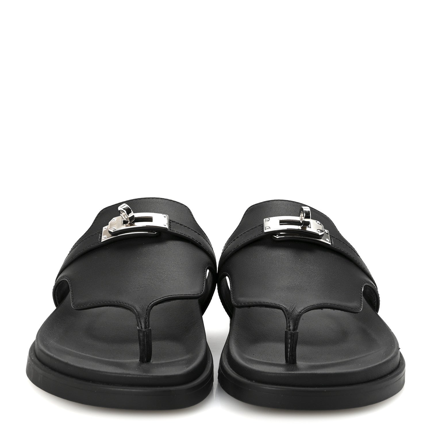 Calfskin Womens Empire Sandals 37.5 Black