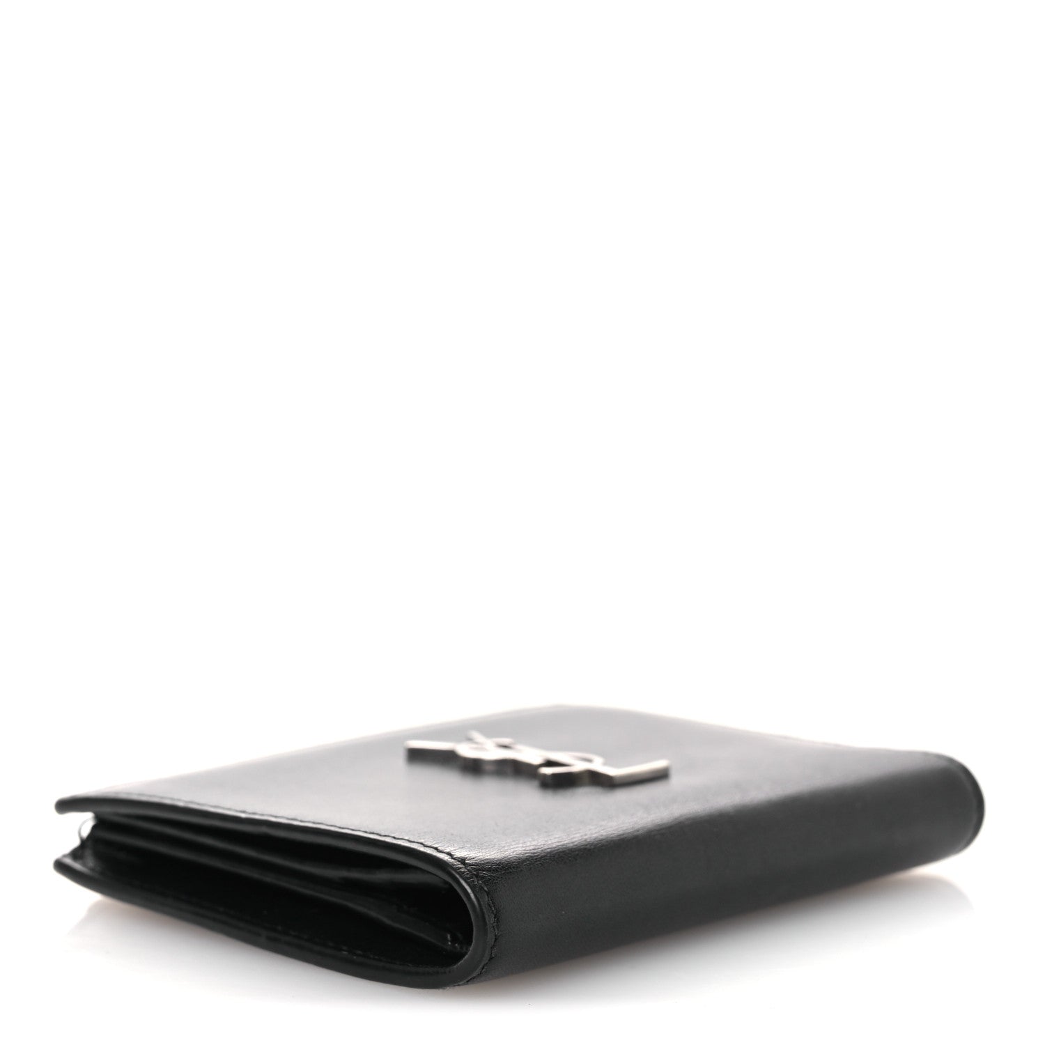 Smooth Calfskin Monogram Zipped Card Case Black