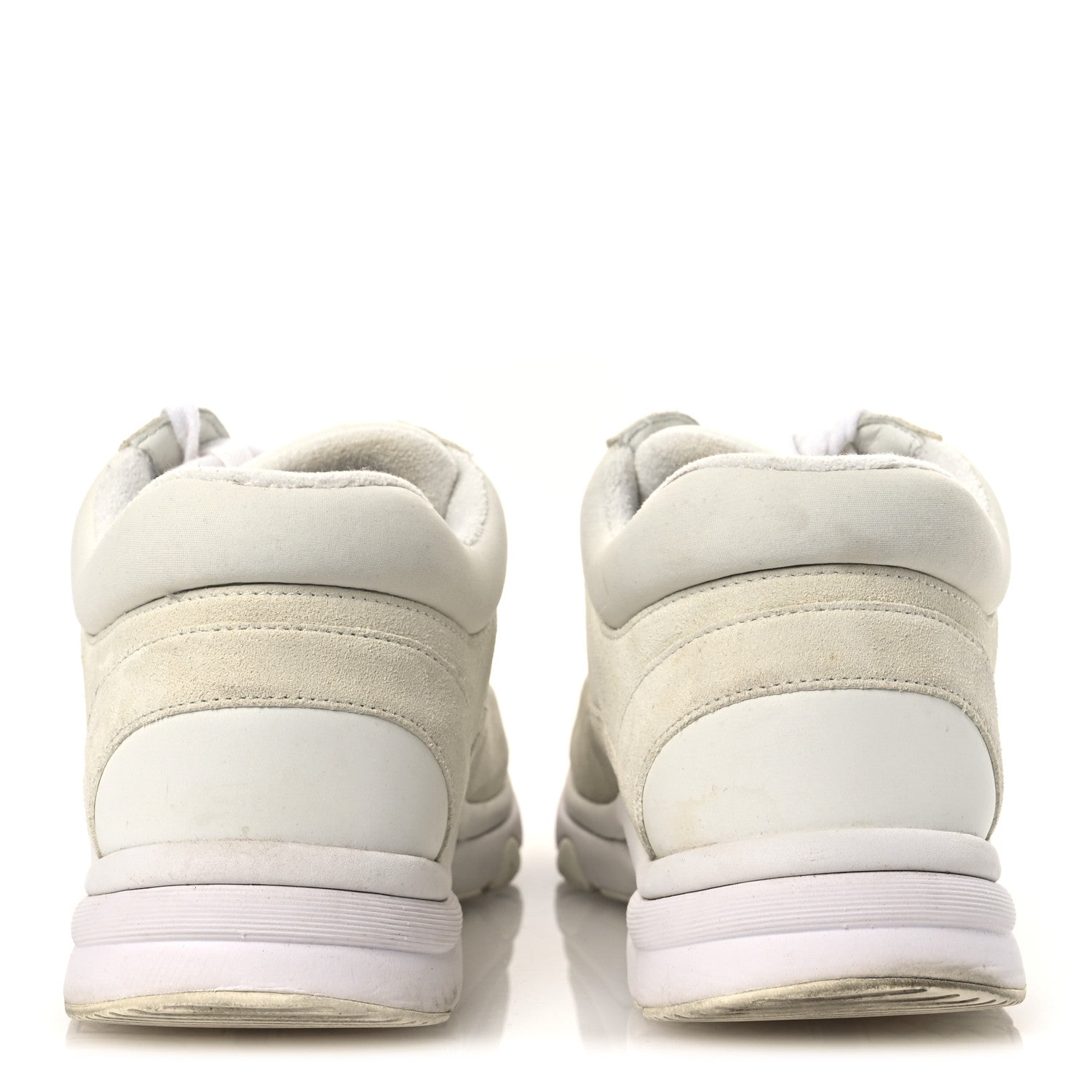Suede Calfskin Fabric CC Sneakers 39 White