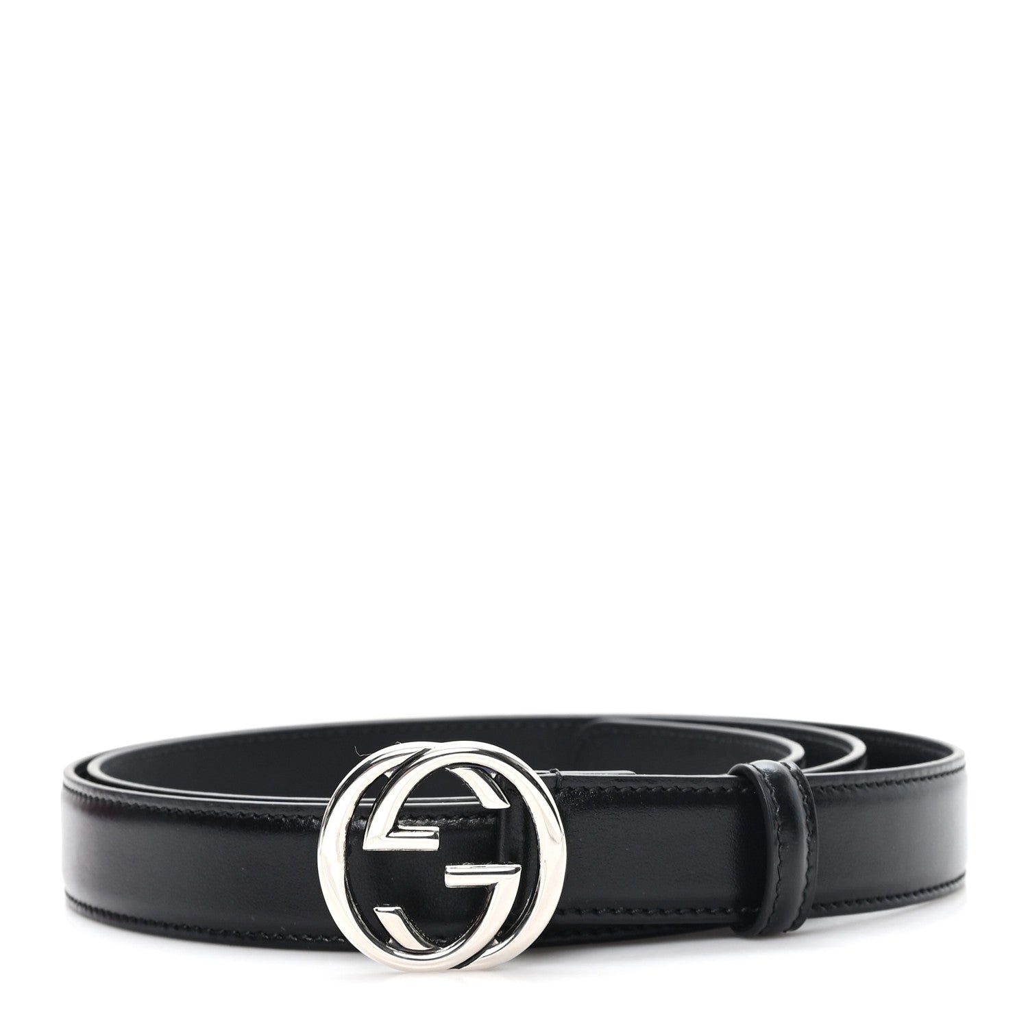 Plutone Calfskin Interlocking G 25mm Belt 105 42 Black