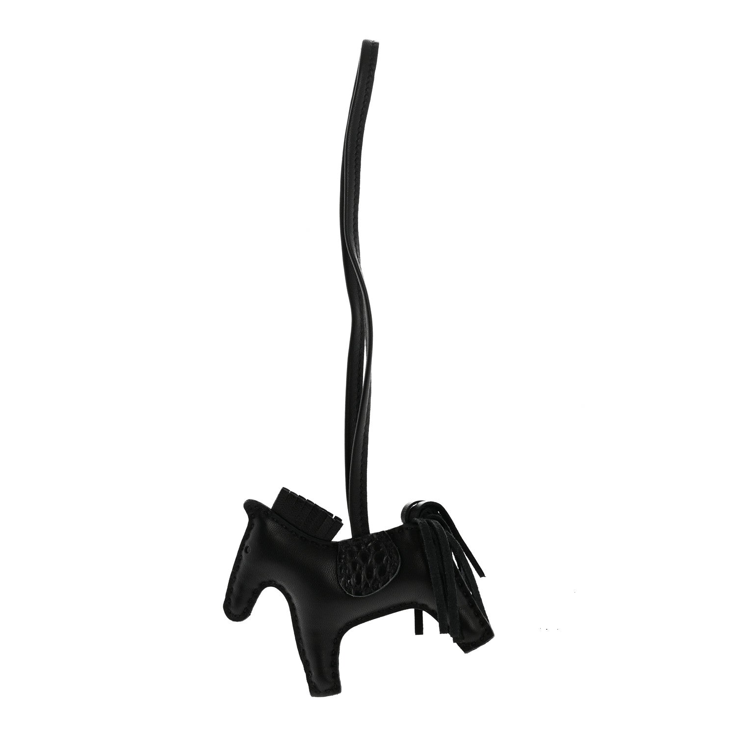 Milo Lambskin Matte Alligator Touch Grigri Rodeo Horse Bag Charm PM So Black