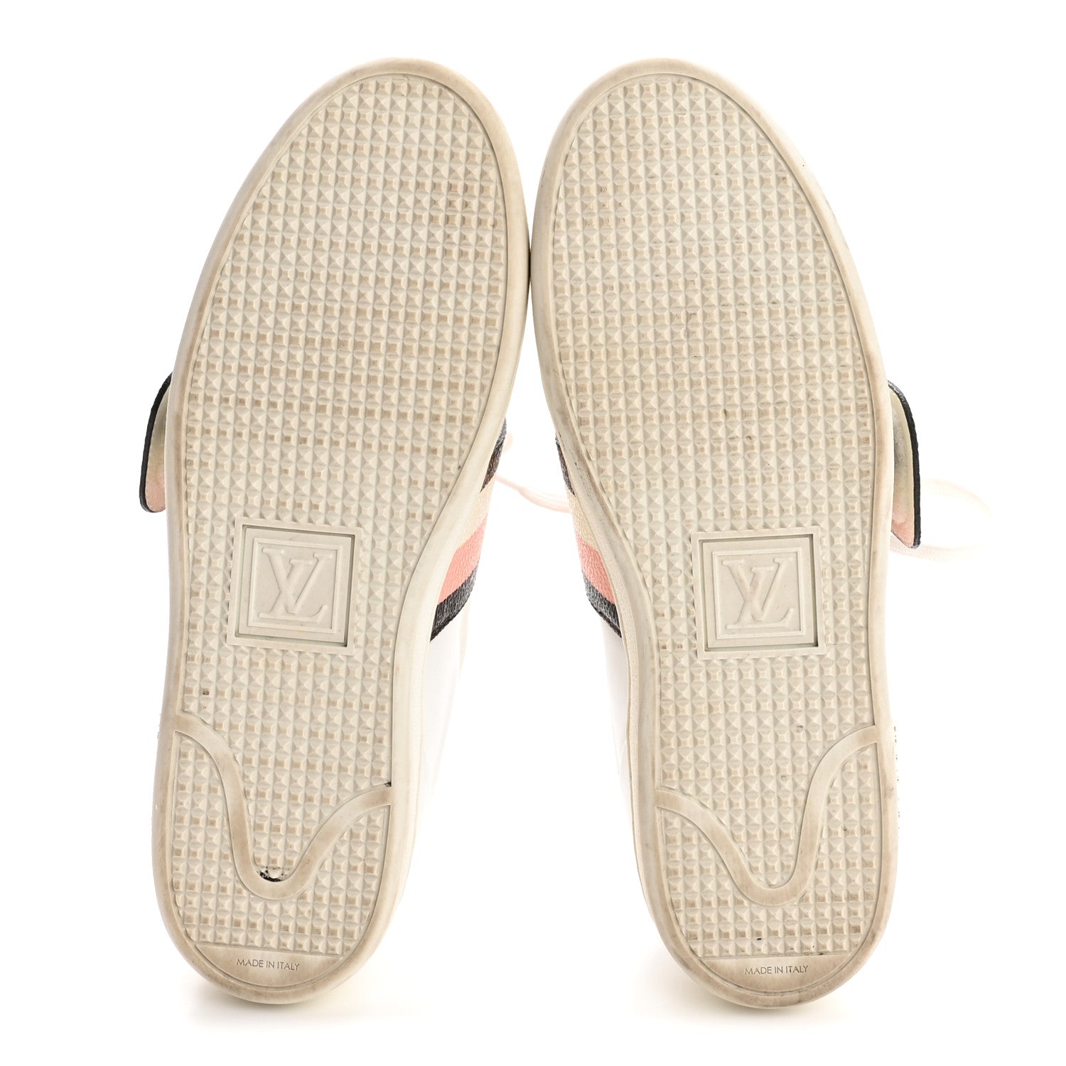 Calfskin Monogram Striped Frontrow Sneakers 38.5 White