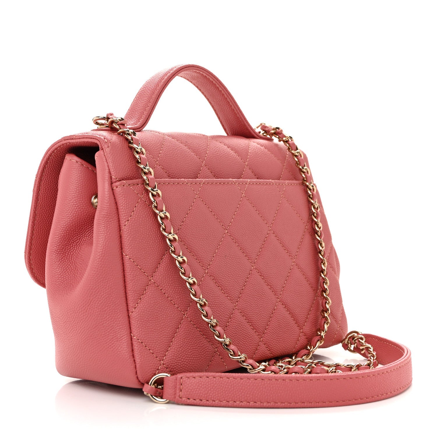 Caviar Quilted Small Business Affinity Flap Dark Pink
