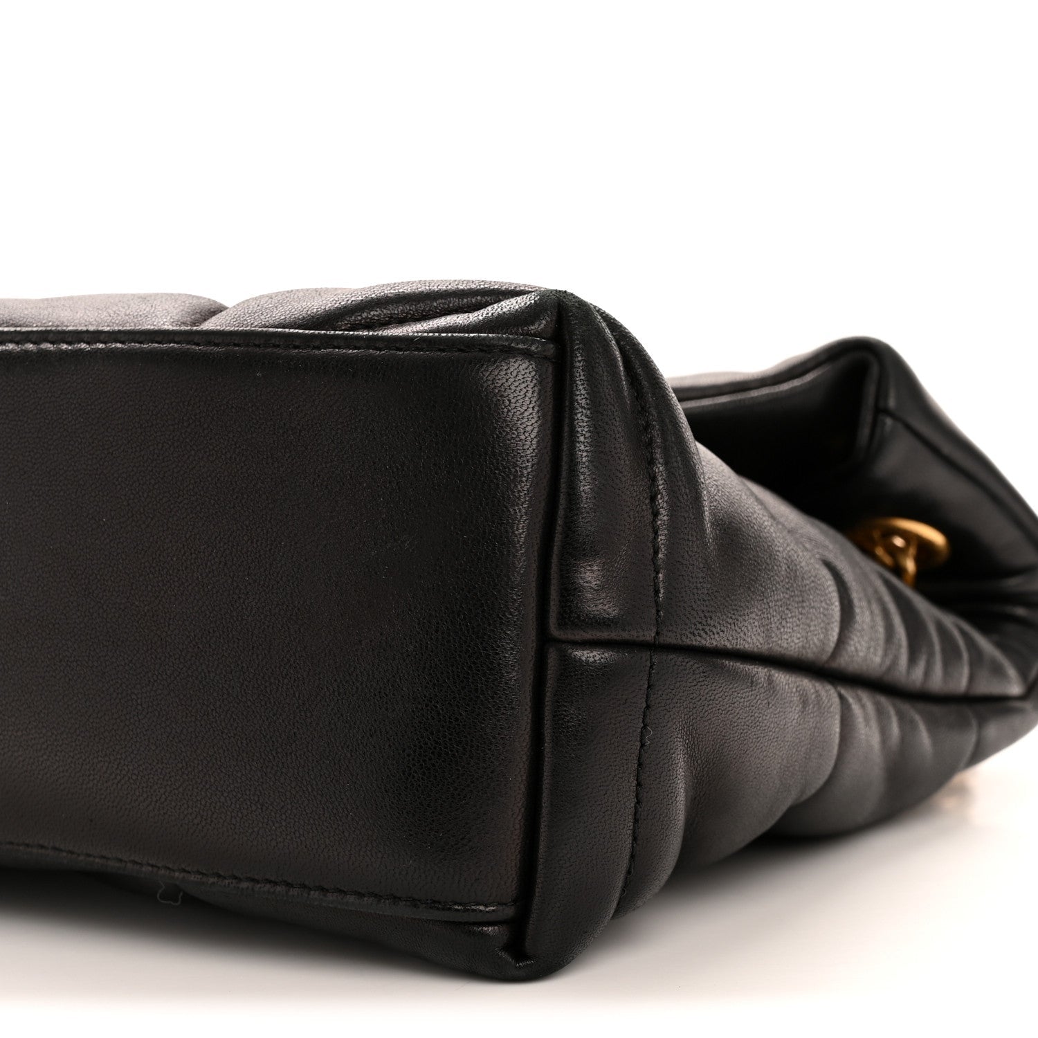 Lambskin Quilted Small Loulou Puffer Monogram Chain Satchel Black