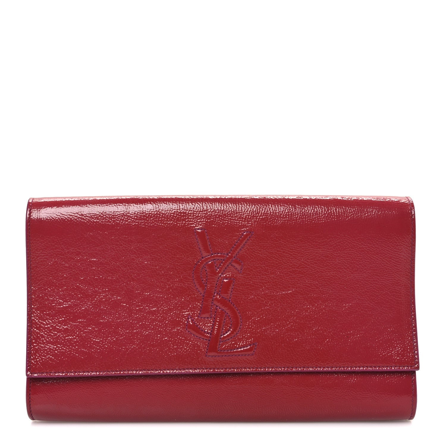 Textured Patent Monogram Large Belle De Jour Clutch Red