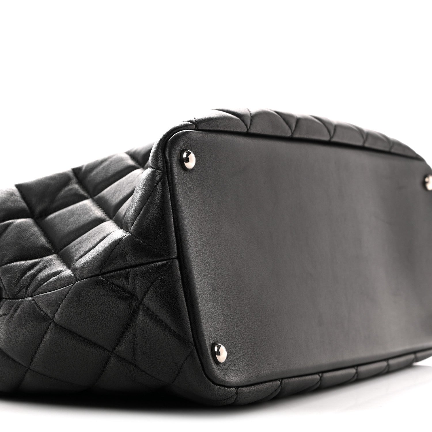 Lambskin Quilted Chic and Soft Shopping Tote Black