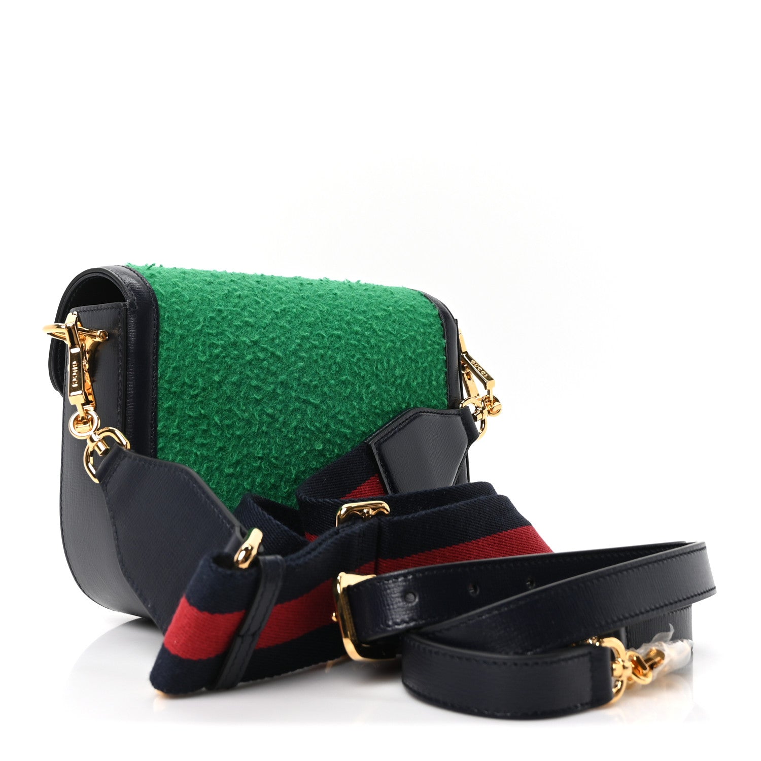 Casy Wool Azalea Calfskin Mini Horsebit 1955 Shoulder Bag Deep Deep Emerald Blue