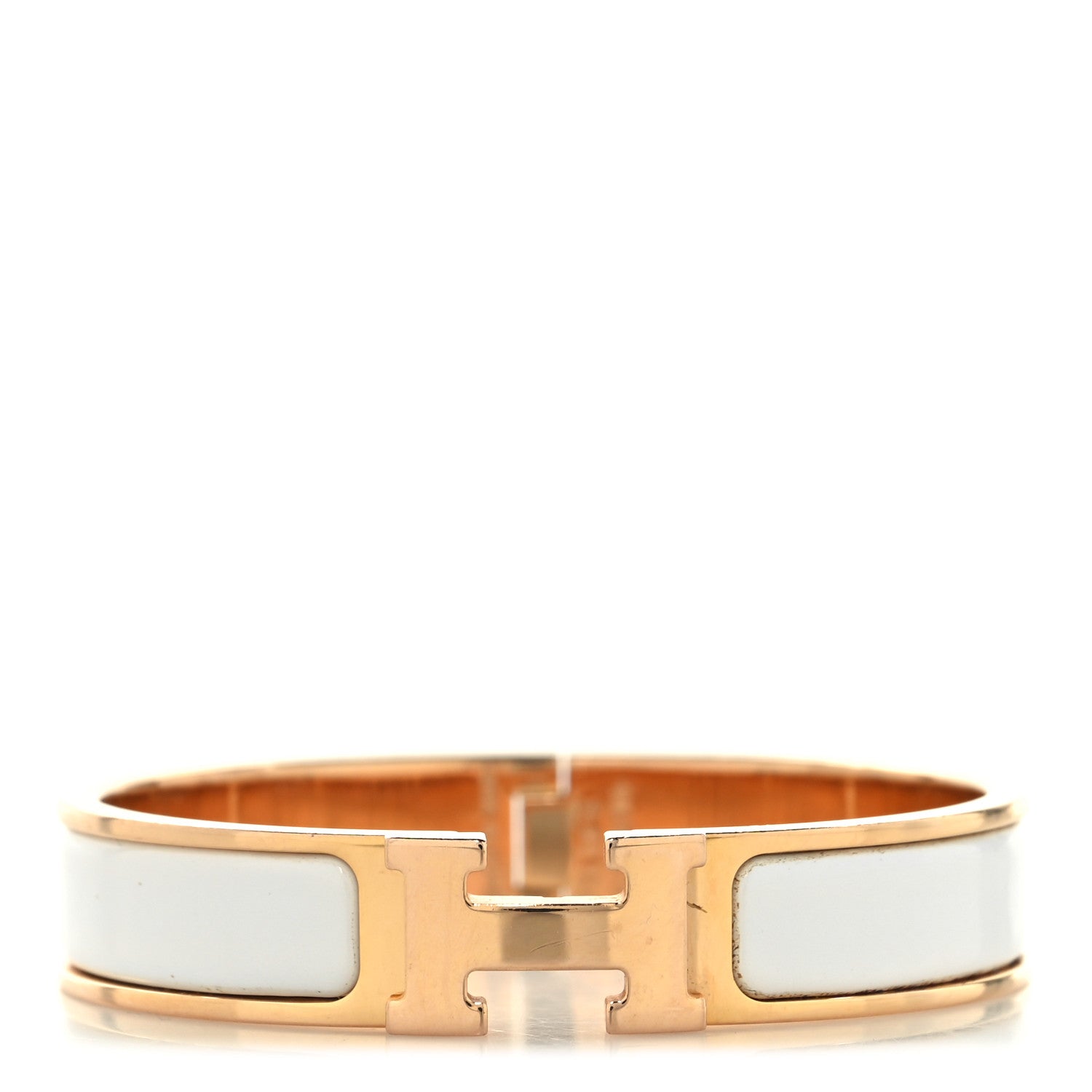 Enamel Narrow Clic Clac H Bracelet PM White