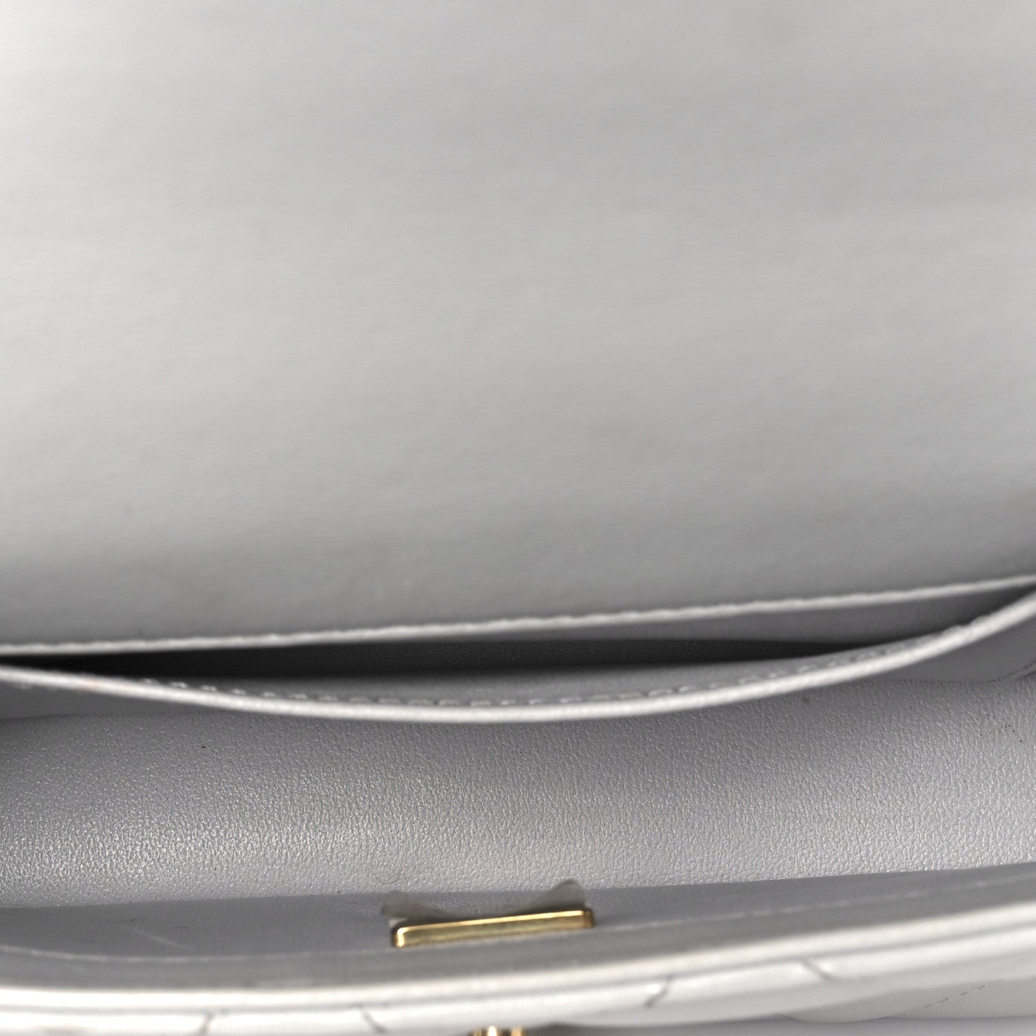 Shiny Lambskin Quilted Mini Sweetheart Flap Light Grey