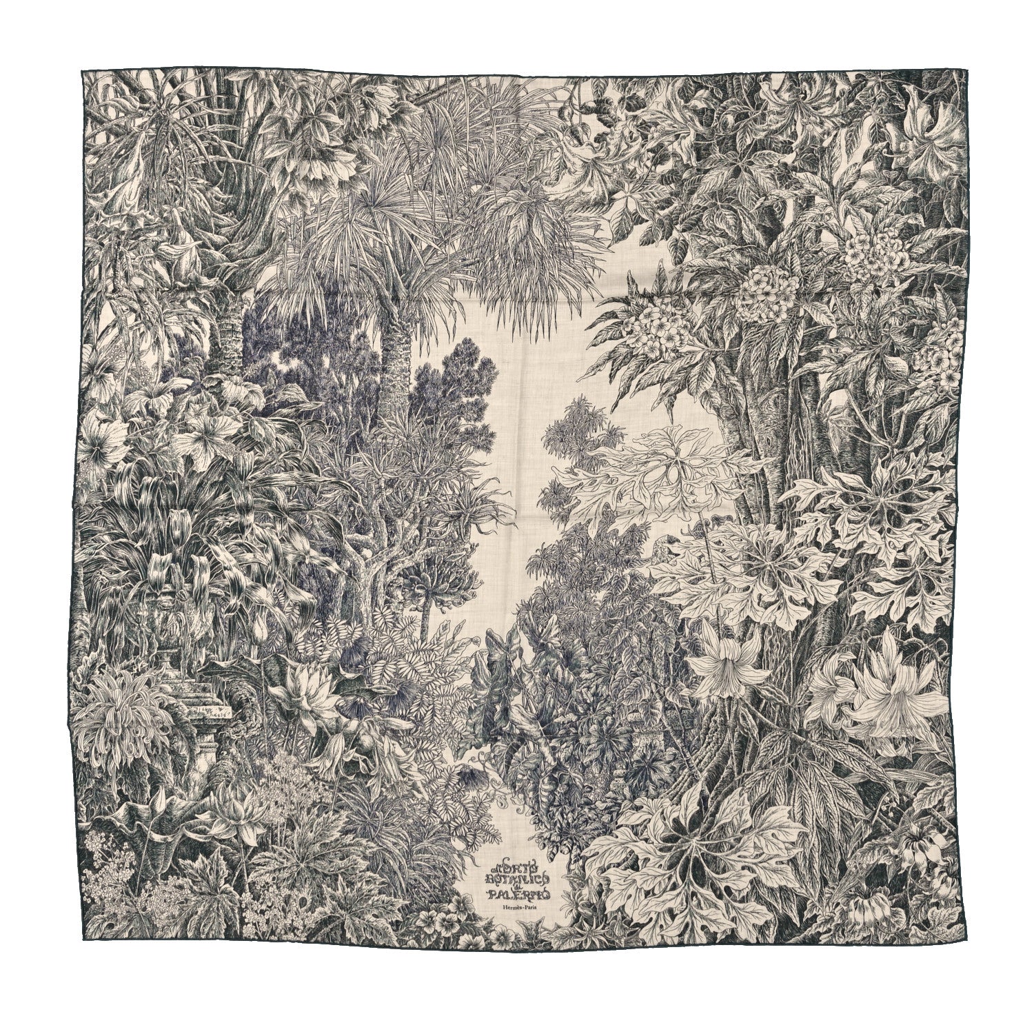 Cashmere Silk All 'Orto Botanico Di Palermo Shawl 140 Vert Loden Naturel Encre
