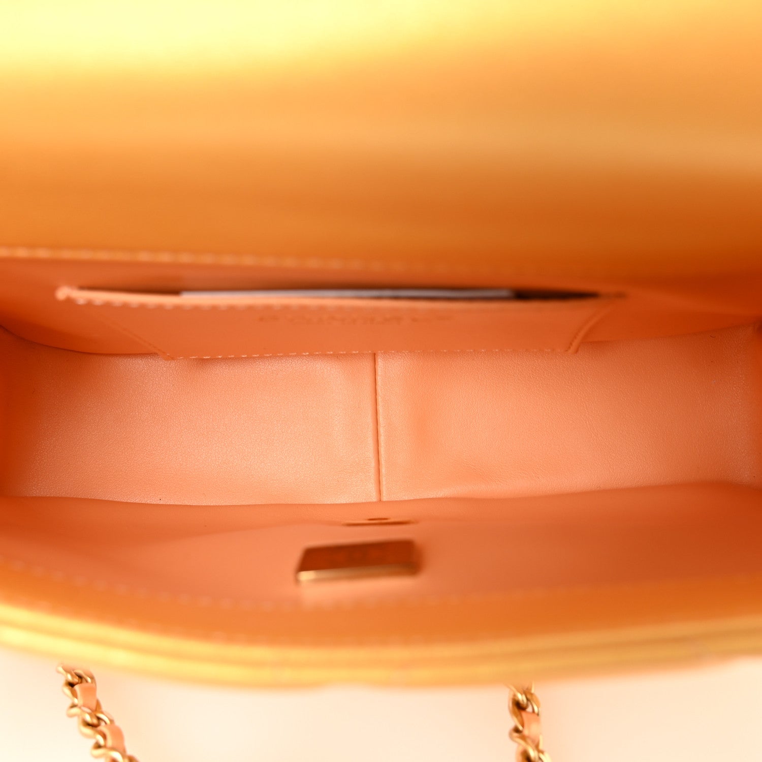 Pearly Lambskin Quilted Pearl Small Flap Orange