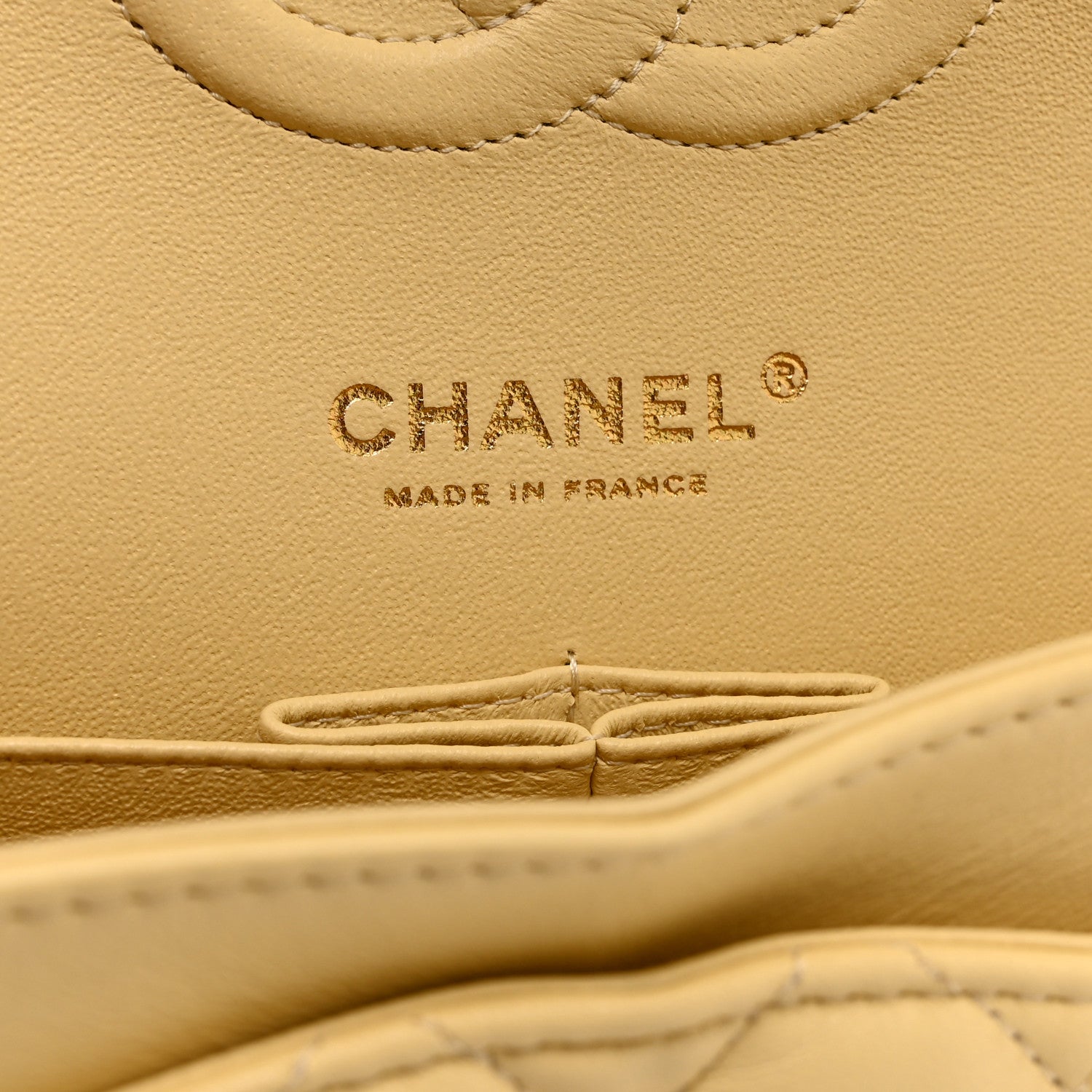 Lambskin Quilted Medium Double Flap Yellow