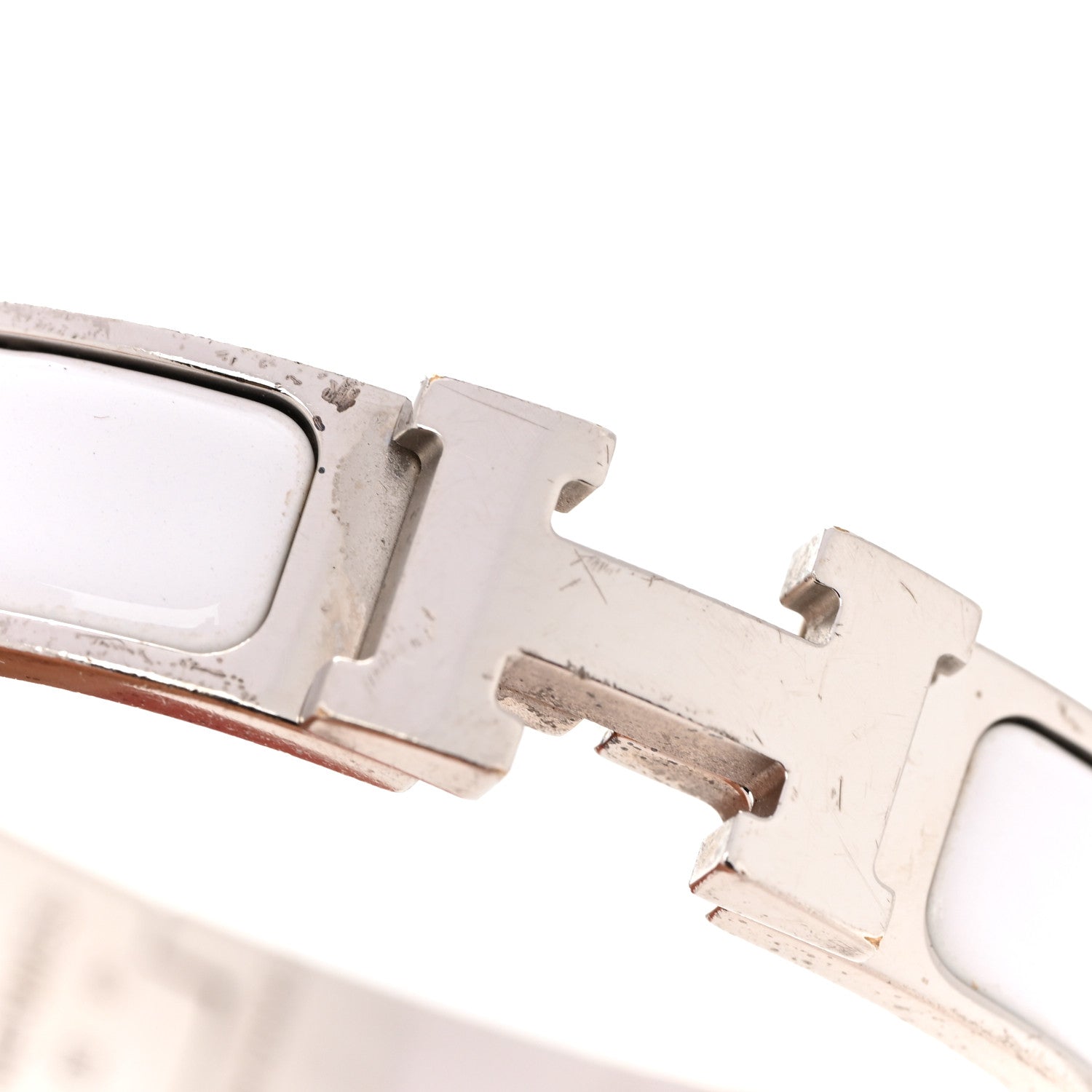 Enamel Narrow Clic Clac H Bracelet PM White