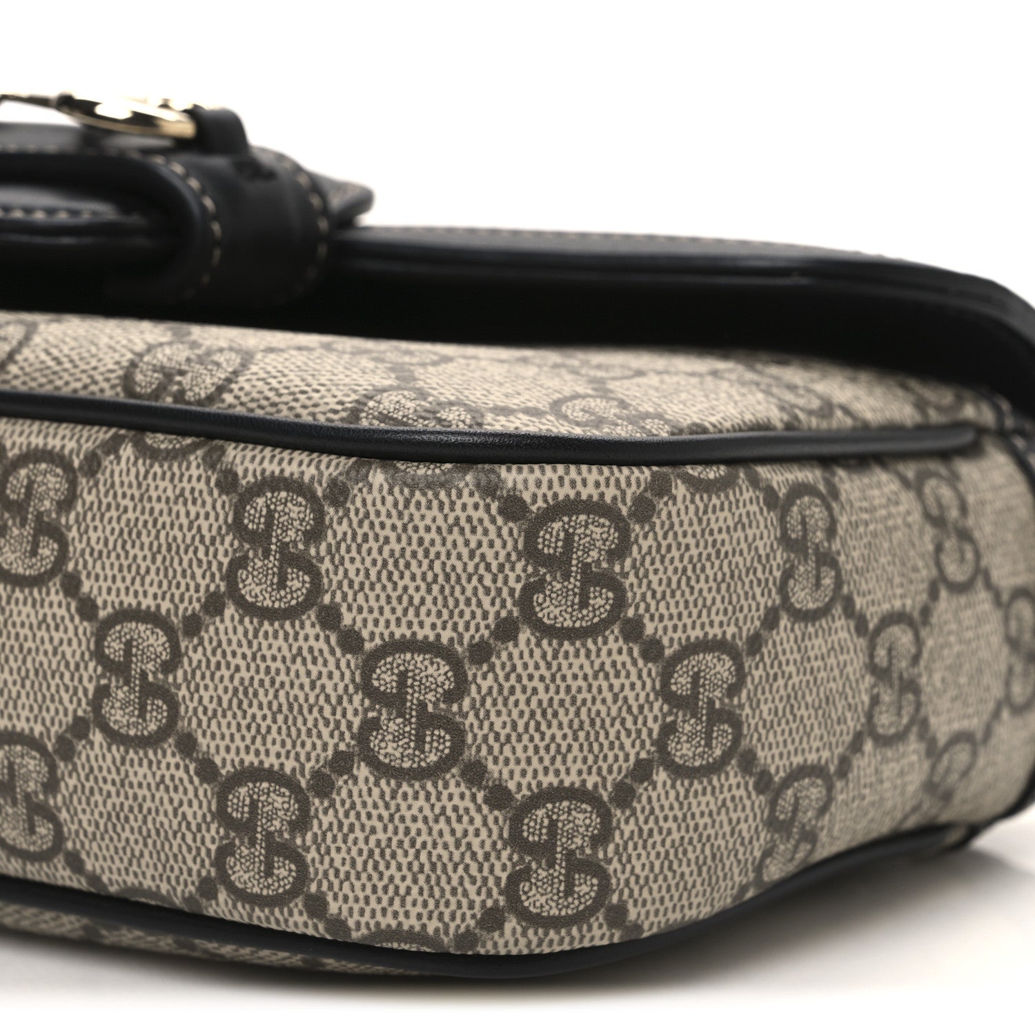 GG Supreme Monogram Horsebit 1955 Small Soft Top Handle Shoulder Bag Beige Black