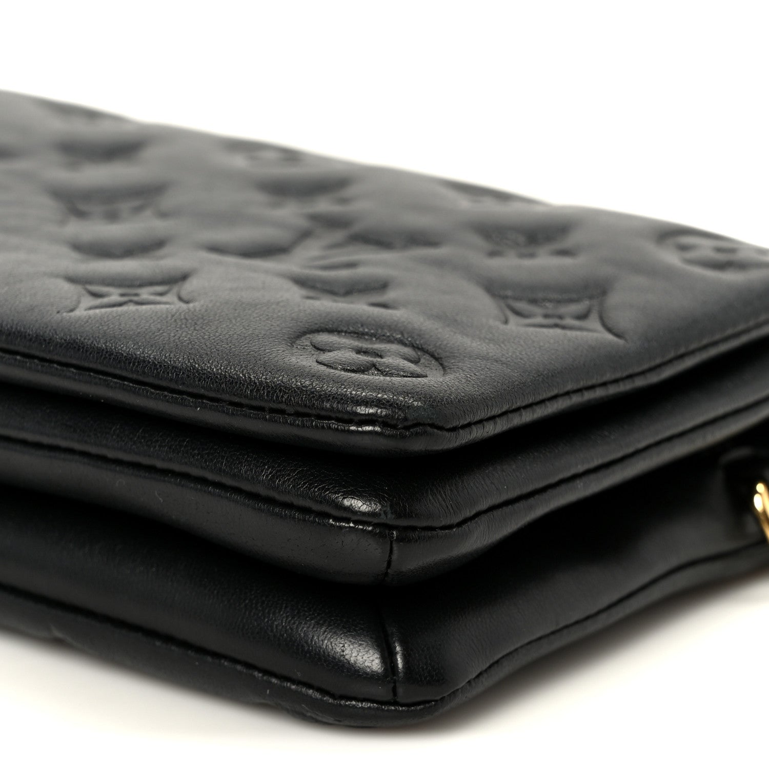 Lambskin Embossed Monogram Pochette Coussin Black