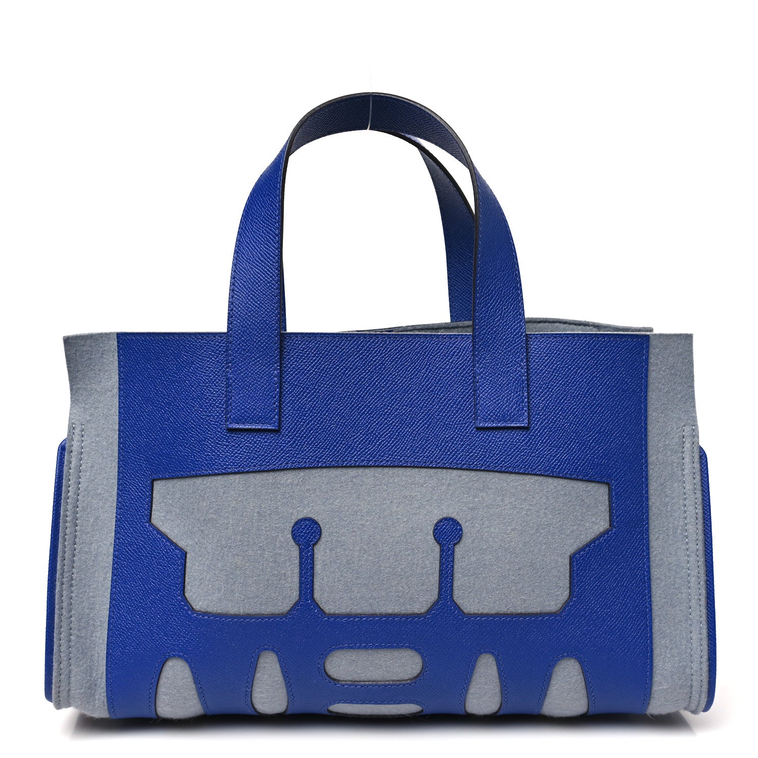 Wool Epsom Petit H  Decoupe Basse Skeleton PM Gris Clair Bleu Electrique