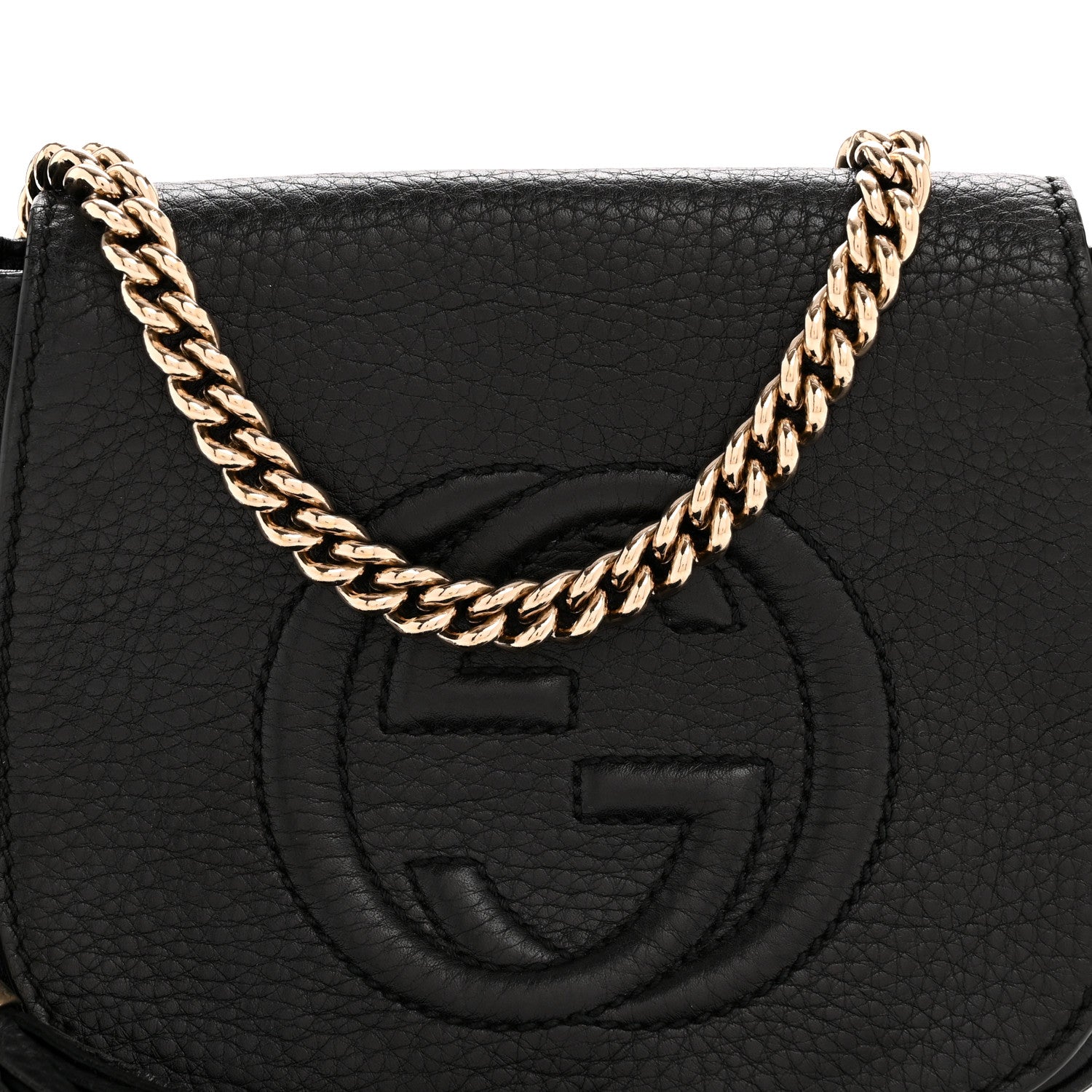 Pebbled Calfskin Small Soho Flap Crossbody Black